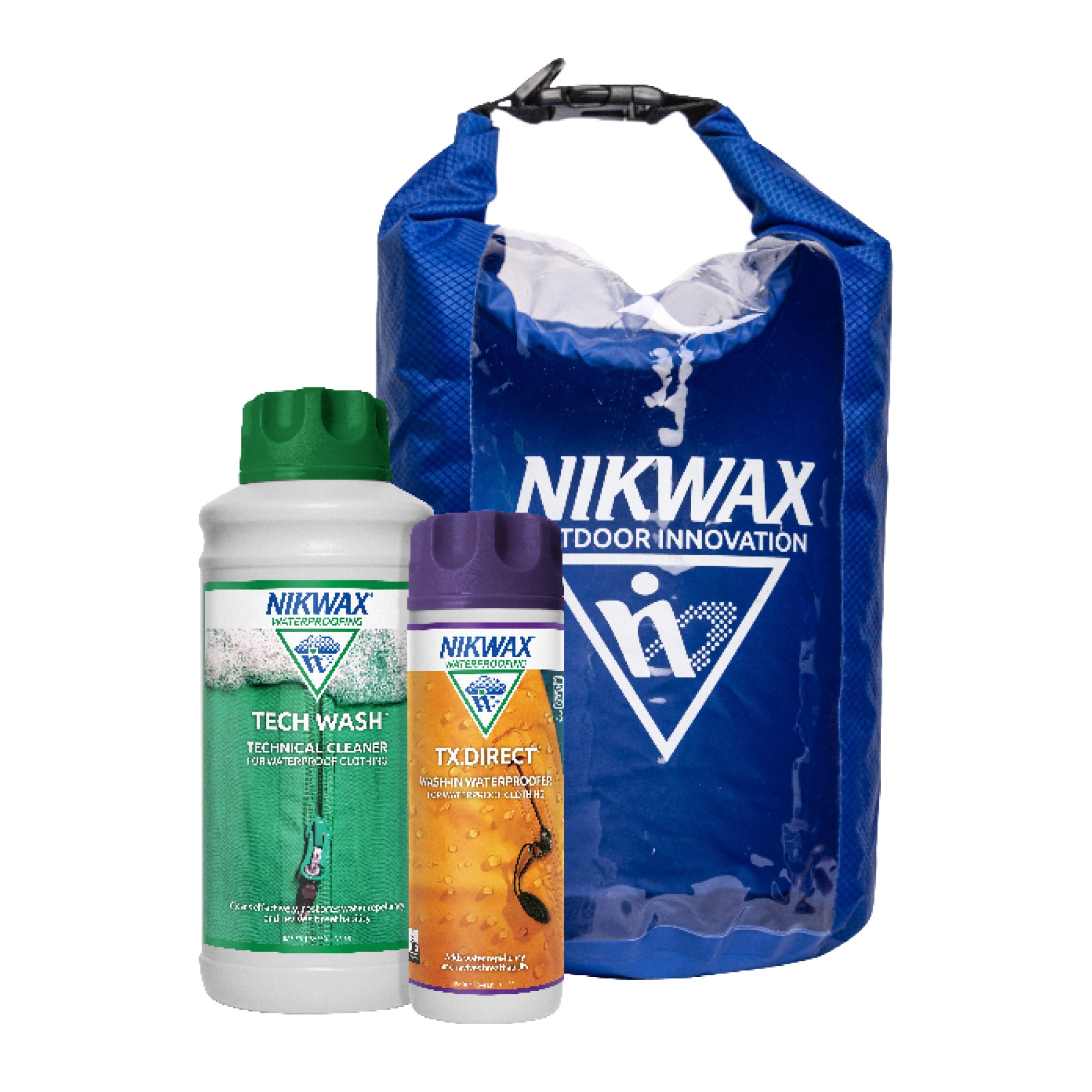 Outdoor Protection Kit - cleaning and waterproofing for clothing - includes: Tech Wash 1L | TX.Direct 300ml | FREE 10L Dry Bag
