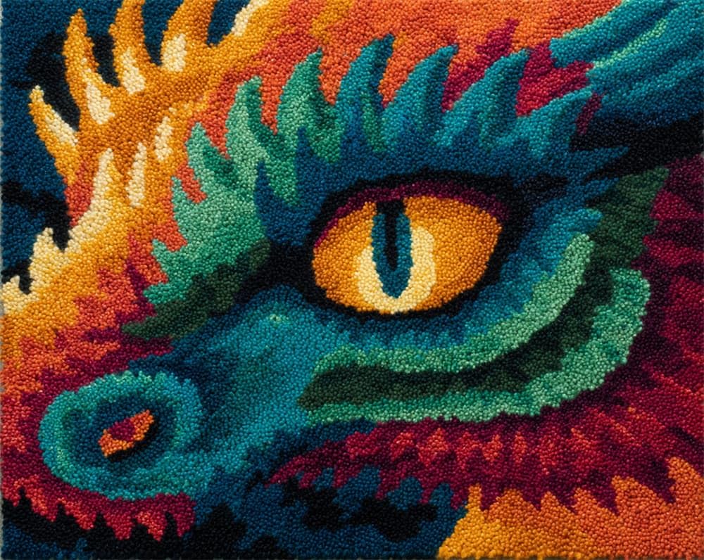 Kitquiver DIY Latch Hook Rug,Dragon,Crochet Kits Embroidery Kits Home Carpet Rug Making Canvas,Needlework Crafts for Home Decor 15X20In
