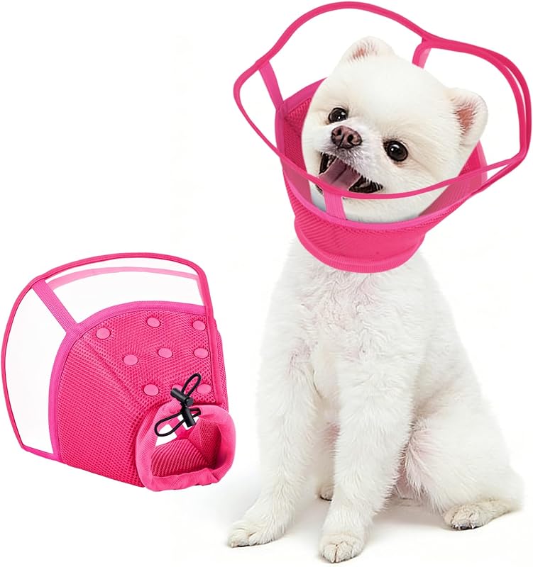 Colar Cone de Recuperação para Cães Kuoser em PVC Transparente e Malha Macia, Tamanho S
