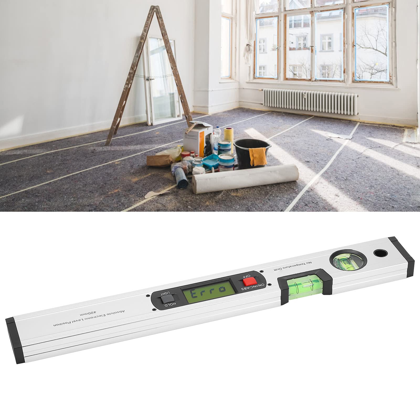 Righello angolare con display digitale da 400 mm e indicatore di livello elettronico - Goniometro in lega di alluminio con base magnetica e LCD retroilluminato per installazione