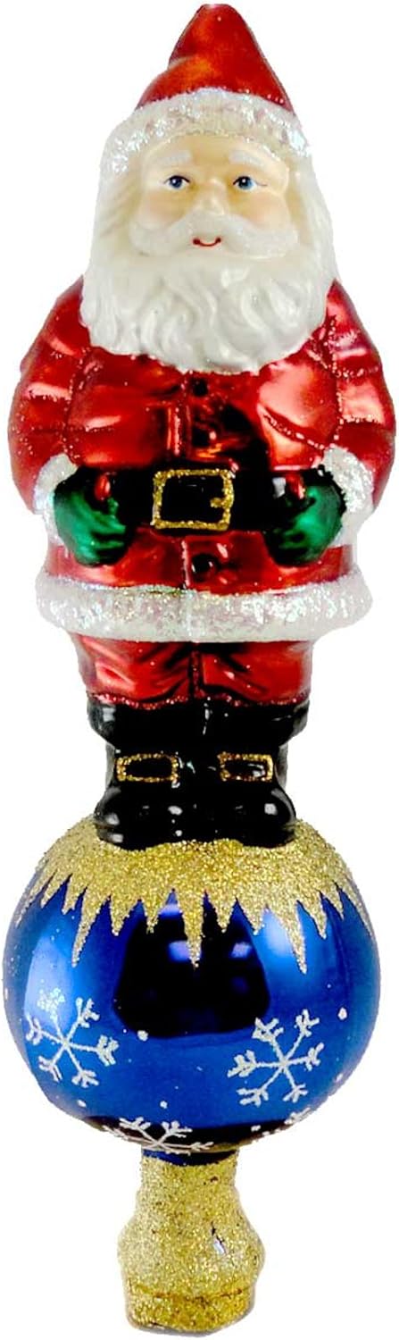 Old World Christmas Santa Tree Top Glass Blown Ornament for Christmas Tree, Handcrafted Holiday Decoration, Santa Collection