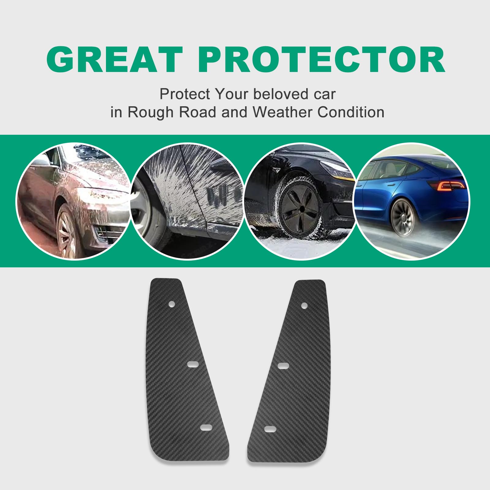 KUNGKIC Parafango Per Toyota GR Yaris 2020-2026 Fibra di carbonio Paraspruzzi Posteriore Valvola Fango Accessori Nessuna Foratura 2 Pezzi