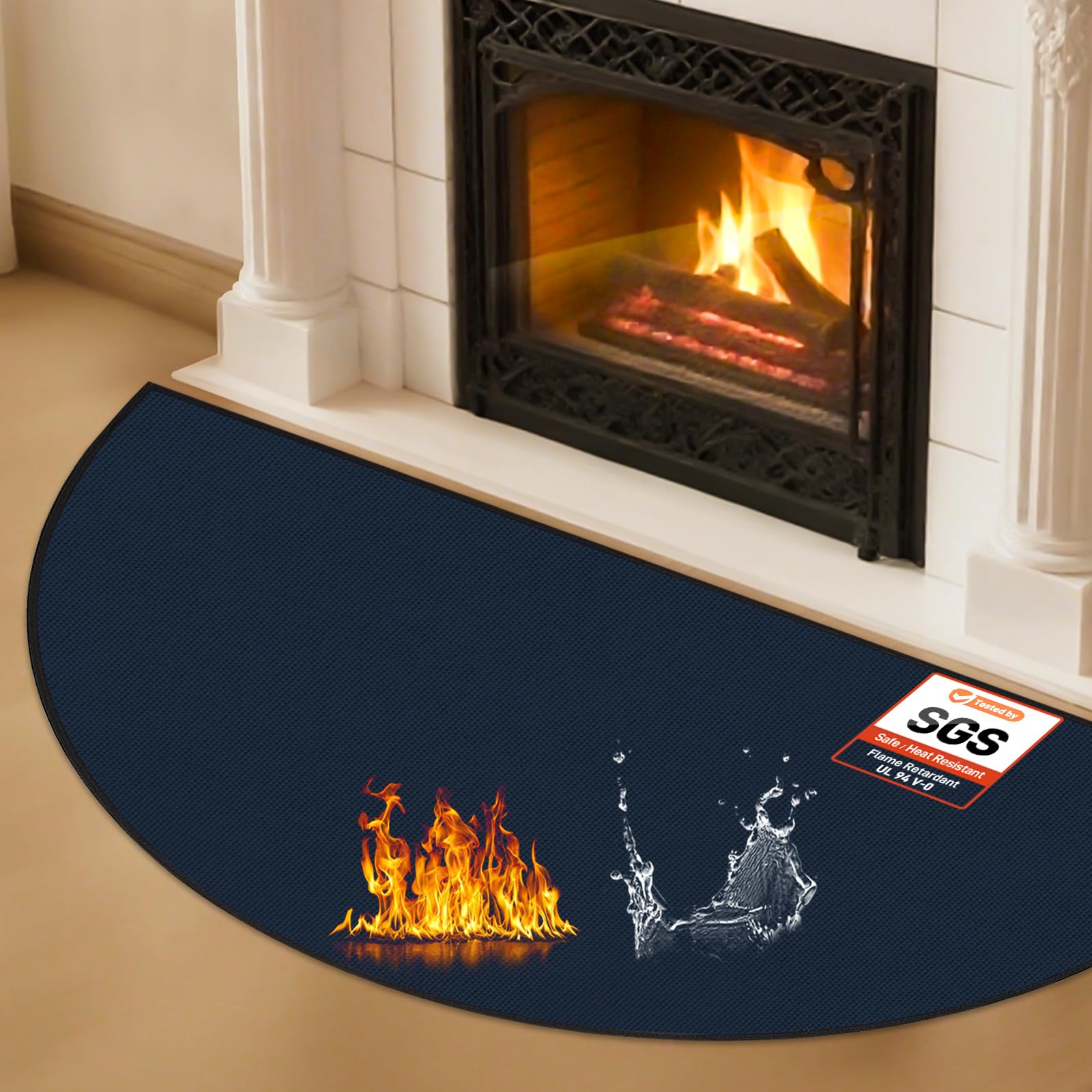TOHONFOO Fireplace Mat for Home Protection, 2'8'' x 1'4'' x 0.04'', Blue
