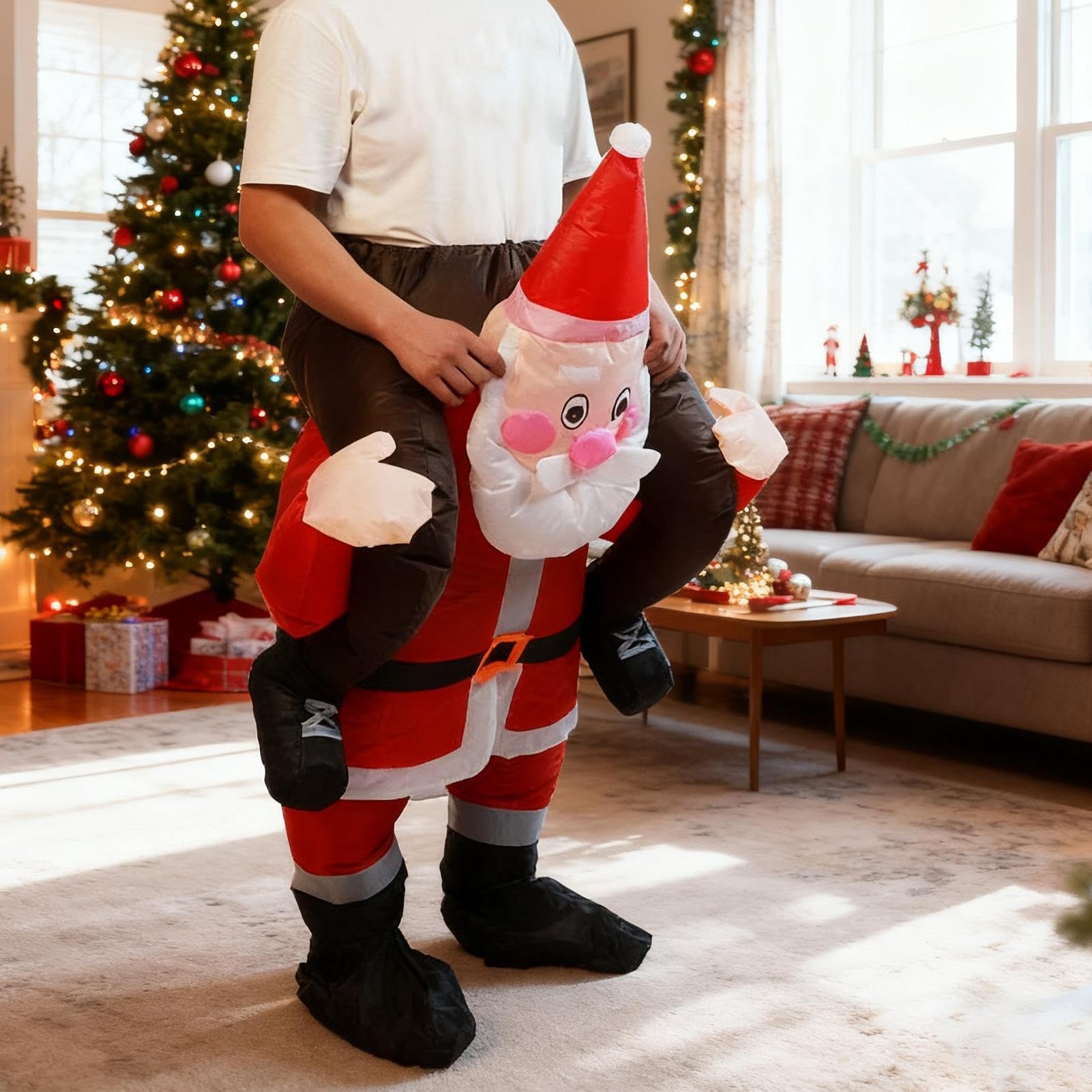 Nadmuchiwany kostium Świętego Mikołaja | Dmuchawa na baterie, Cosplay, nadmuchiwany kostium Świętego Mikołaja na Boże Narodzenie, na zimowe imprezy, spotkania rodzinne