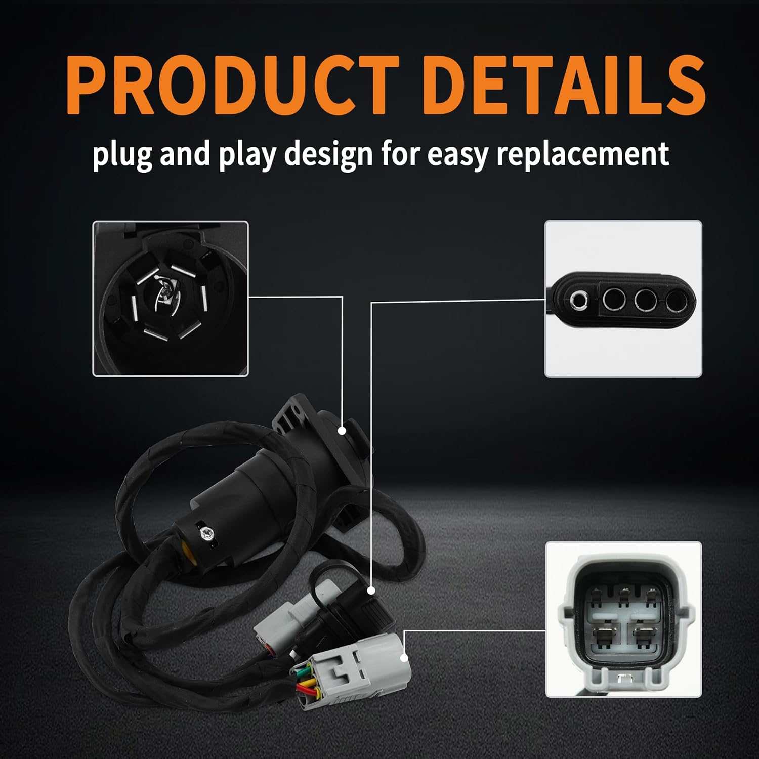 7 Blade and 4 Way Trailer Wiring Harness Fit for 2007-2013 Toyota Tundra, Factory Tow Package Requried