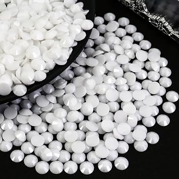 4500PCS SS6 2mm Resin Flatback Rhinestone, Solid White Flatback Rhinestones for Nails, Tumblers, Mugs, Bottles, Craft Decoration, Loose Bling Glitter Diamond Stone