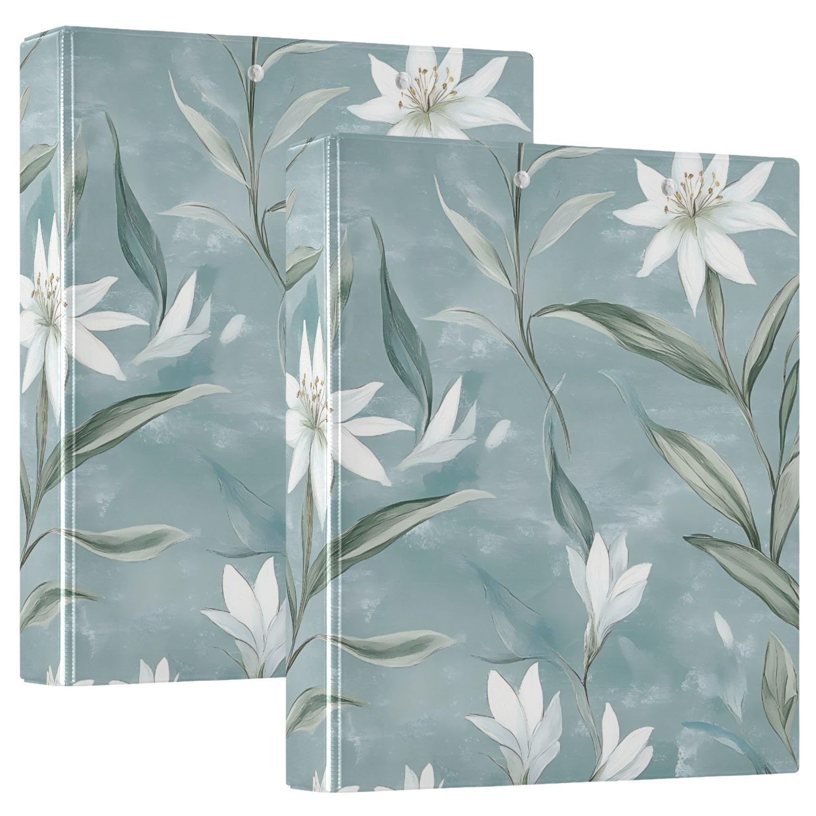 Raccoglitore scolastico bianco con fiori retrò da 1 e 1/2 pollici
