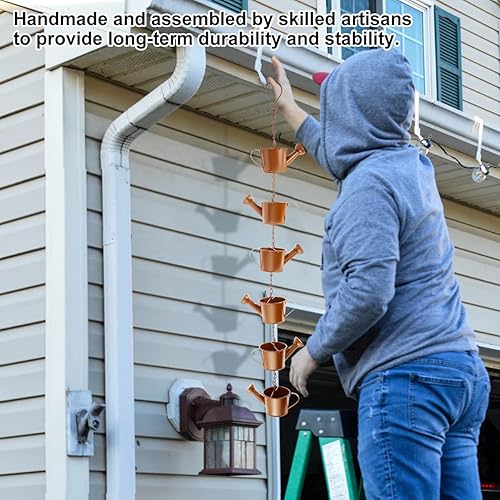 Miniatura 4 de Txkrhwa Cadena de lluvia para hervidor de agua, anillos de metal, cadenas de lluvia, cadenas decorativas para atrapar la lluvia, cadena colgante de