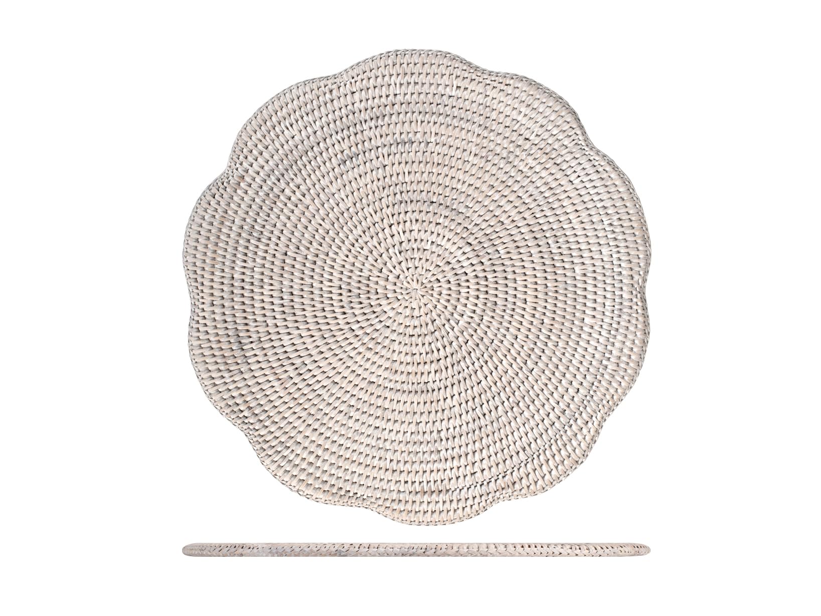H&h Tovaglietta Tonda con onde in rattan bianco cm 38