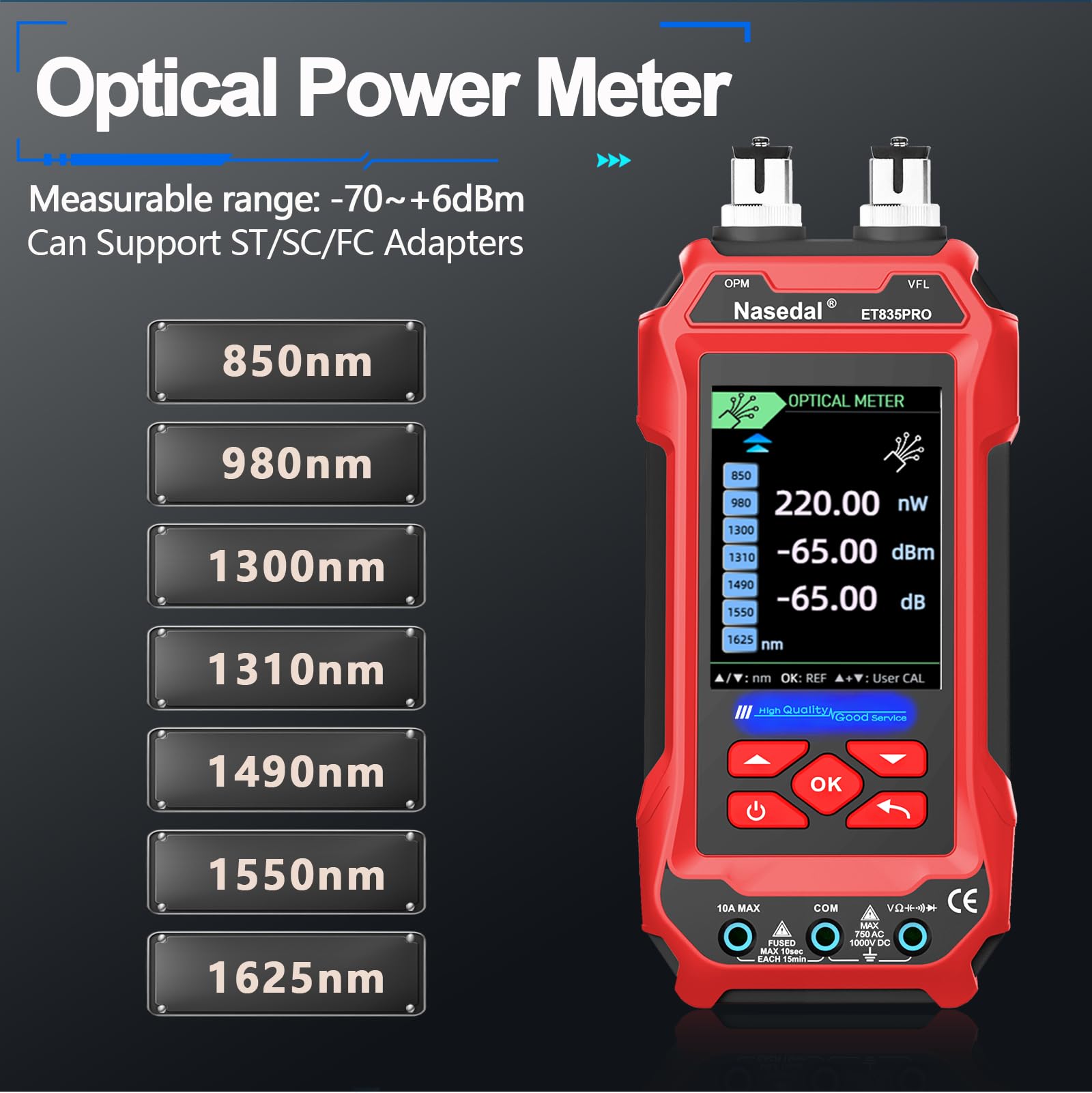 ET835PRO Netzwerktester Kabelfinder, Optischer Leistungsmesser Multimeter ID Mapping, 3.2" Farbbildschirm Deutsche Sprache, VFL PoE NCV Längentest für CAT5-CAT8 RJ45 RJ11 Kabelsuchgerät