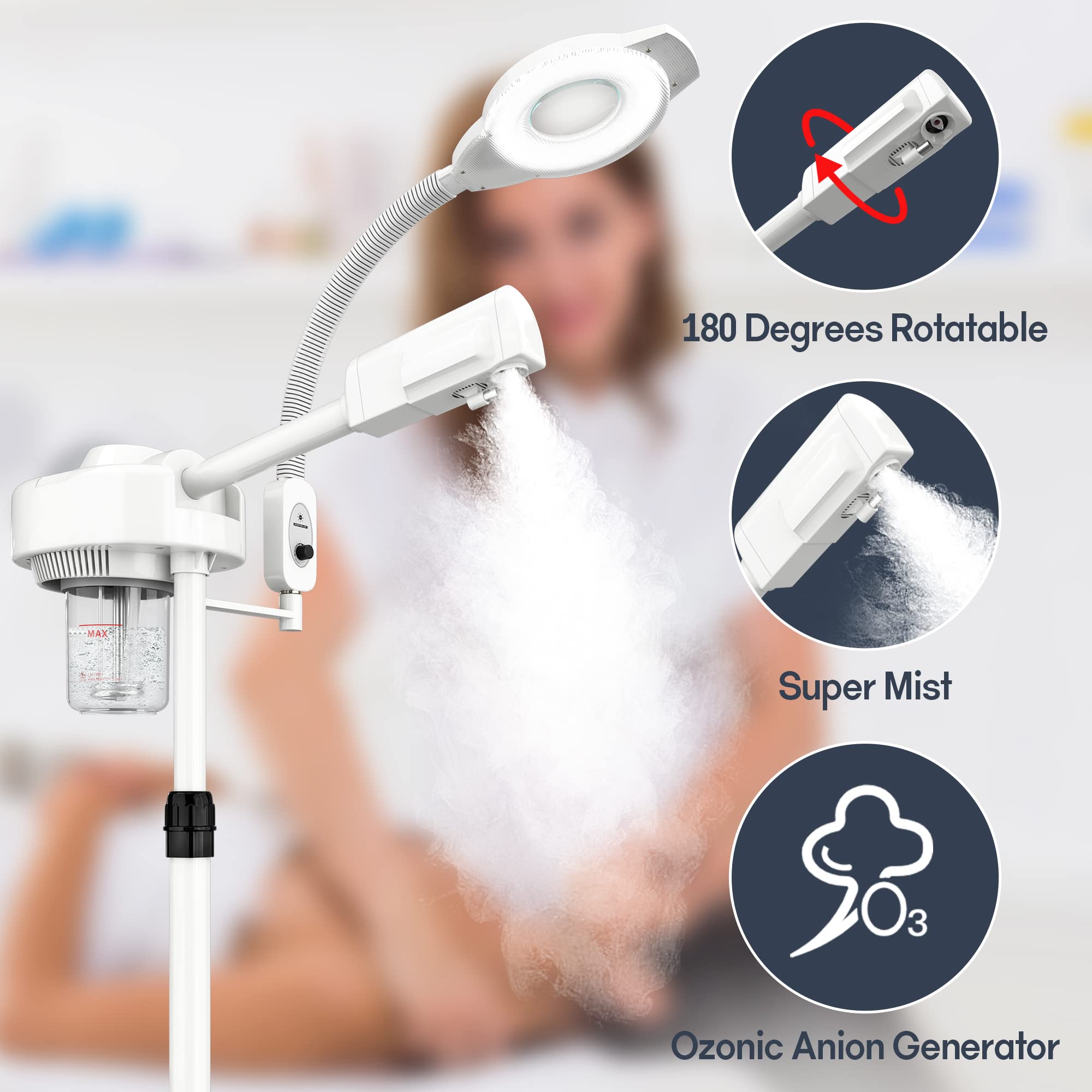 Professional Facial Steamer with Magnifying Lamp Kingsteam Face Steamer