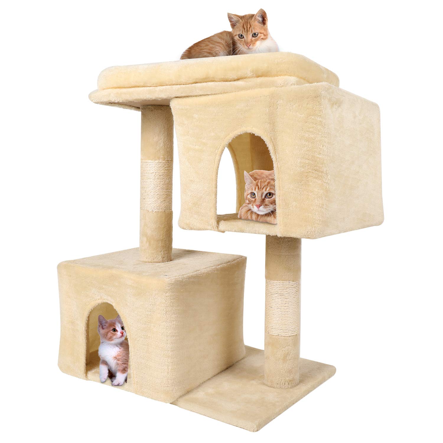 ViFun Cat Tree Climbing Tower Condo House Cat Activity Tree with Sisal Scratching Posts Pet Furniture Cat Tower 23.6" L x 15.7" W x 33.1" H