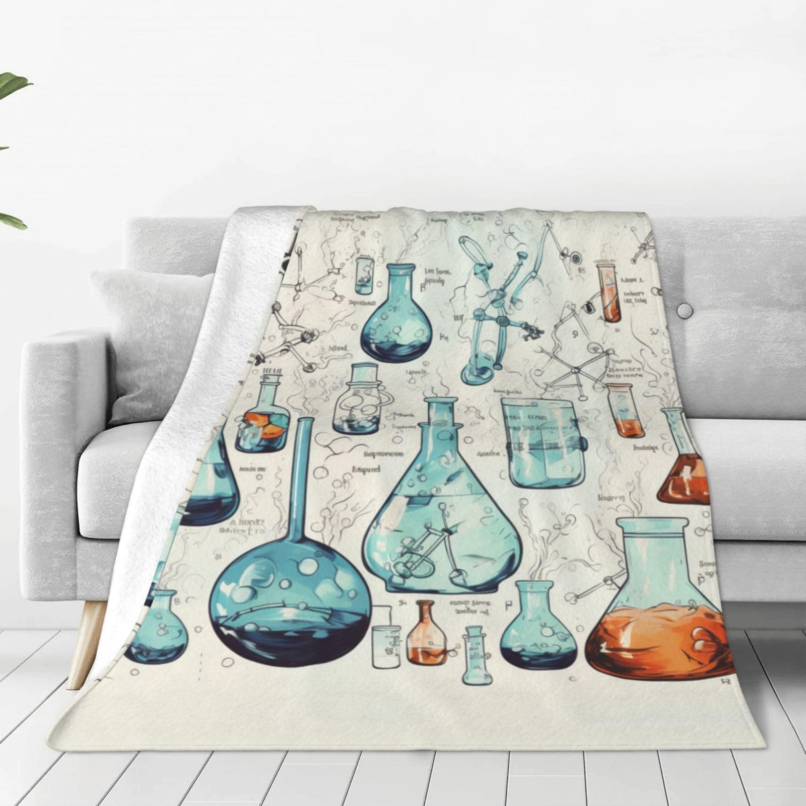 KLOPH Chemistry Print Throw Blanket 80"x60" Flannel Fluffy Warm Blanket for Couch, Reversible Plush Blankets for Bed, Comfy Fuzzy Blanket for Sofa, Plush Lightweight-Blankets for All Season