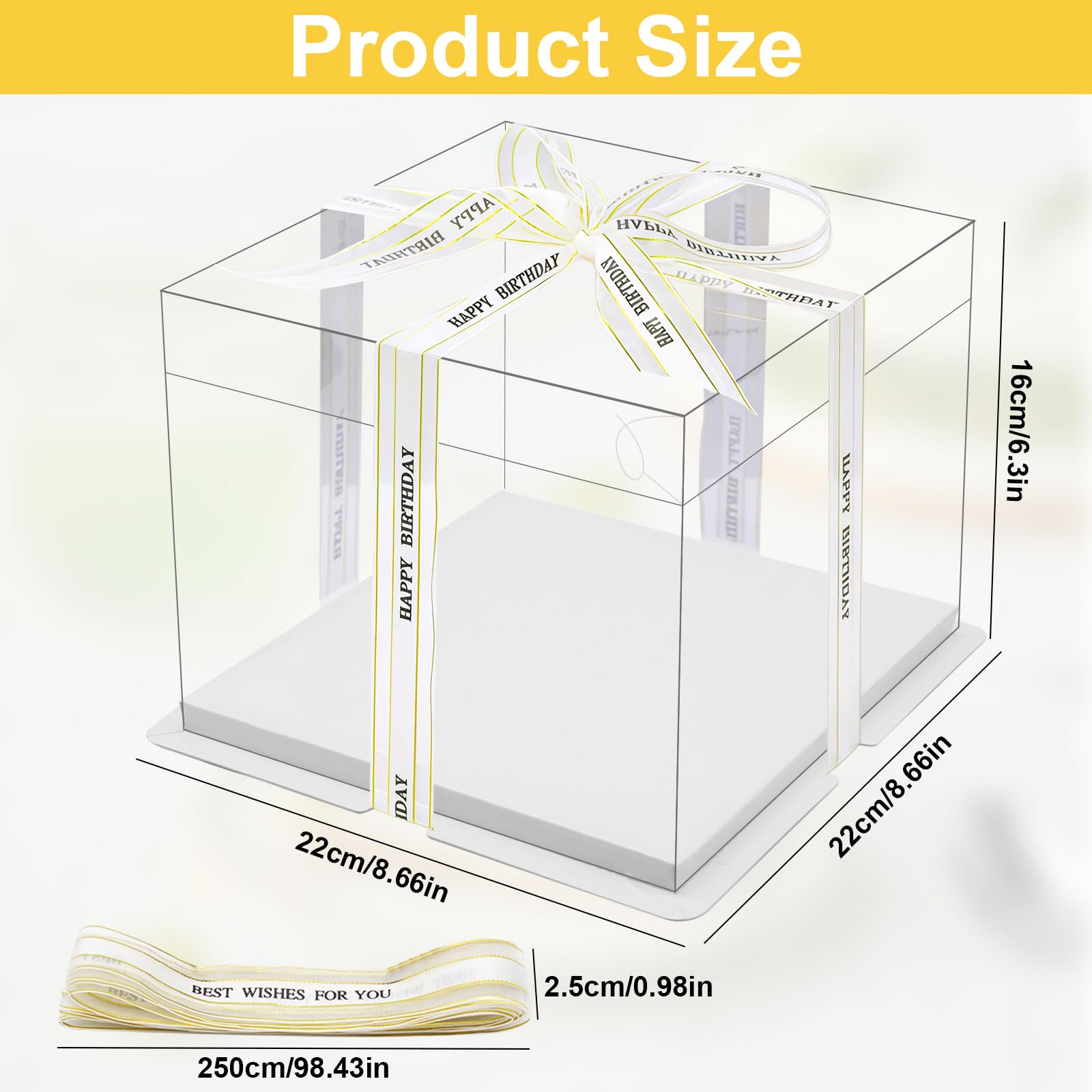 2x Durchsichtige Tortenschachteln 30x30x25 Cm – Inkl. Sockel & Band Zum Transport & Verschenken