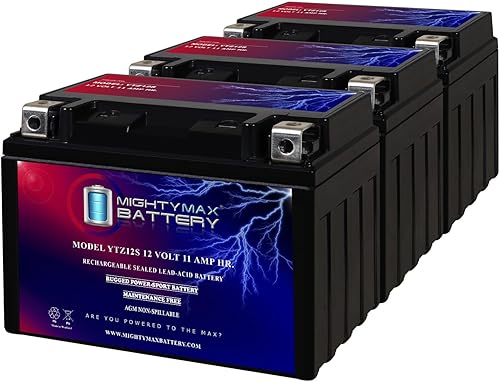 Mighty Max Battery YTZ12S - Batería de repuesto de 12 V y 11 Ah compatible con Power-Sonic PTZ12S Powersport - Paquete de 3