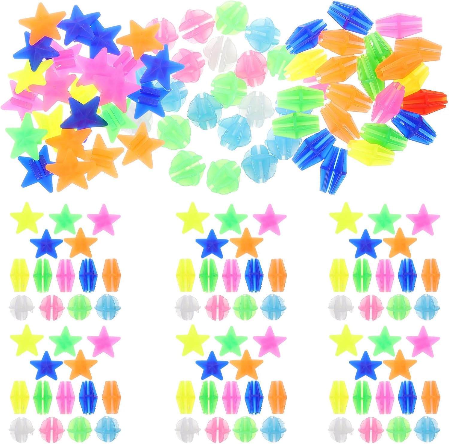Kisangel 108pcs Bike Spoke Beads Clip Set with Glow Luminous Stars Round Beads for ’s Bicycle Wheel Decoration, Plastic Accessories for Mountain and Road Bikes