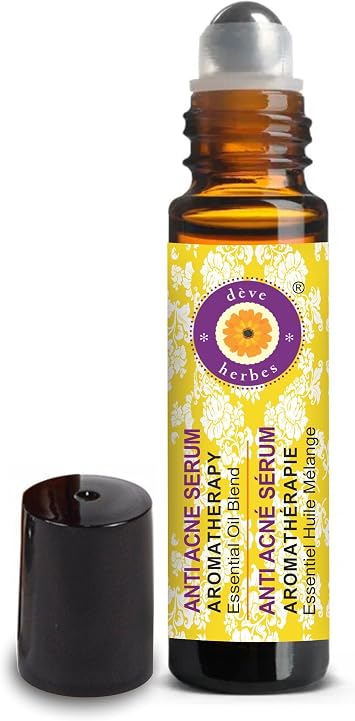 deve herbes Anti Acne Serum - Blend of Tea Tree, Lemongrass, French Lavender, Peppermint Essential Oils in Safflower & Grapeseed Oil 10ml 0.33oz