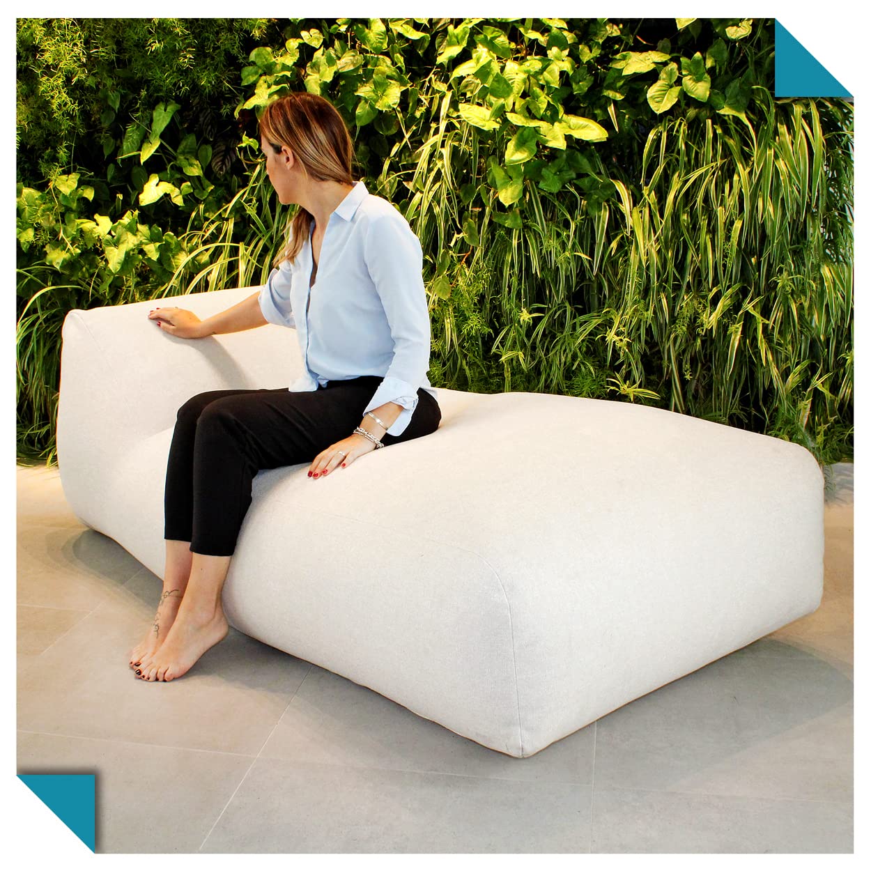 EVERGREENWEB Chaise longue da giardino sfoderabile impermeabile Pouf Poltrona Sacco Lettino prendisole Design Ergonomico Tortora