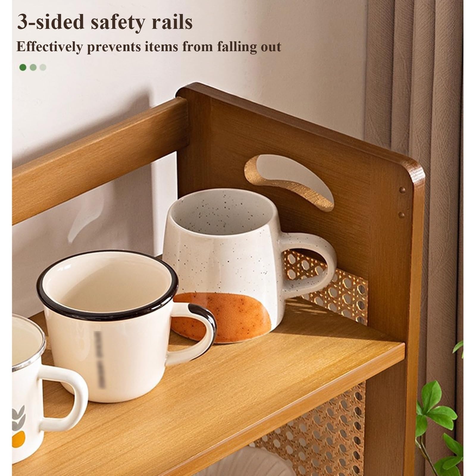 Porte-Tasses à 2 Niveaux - Organisateur de Tasses et étagère à épices pour la Cuisine et la Salle à Manger - Présentoir de Bureau Marron résistant, 70 cm