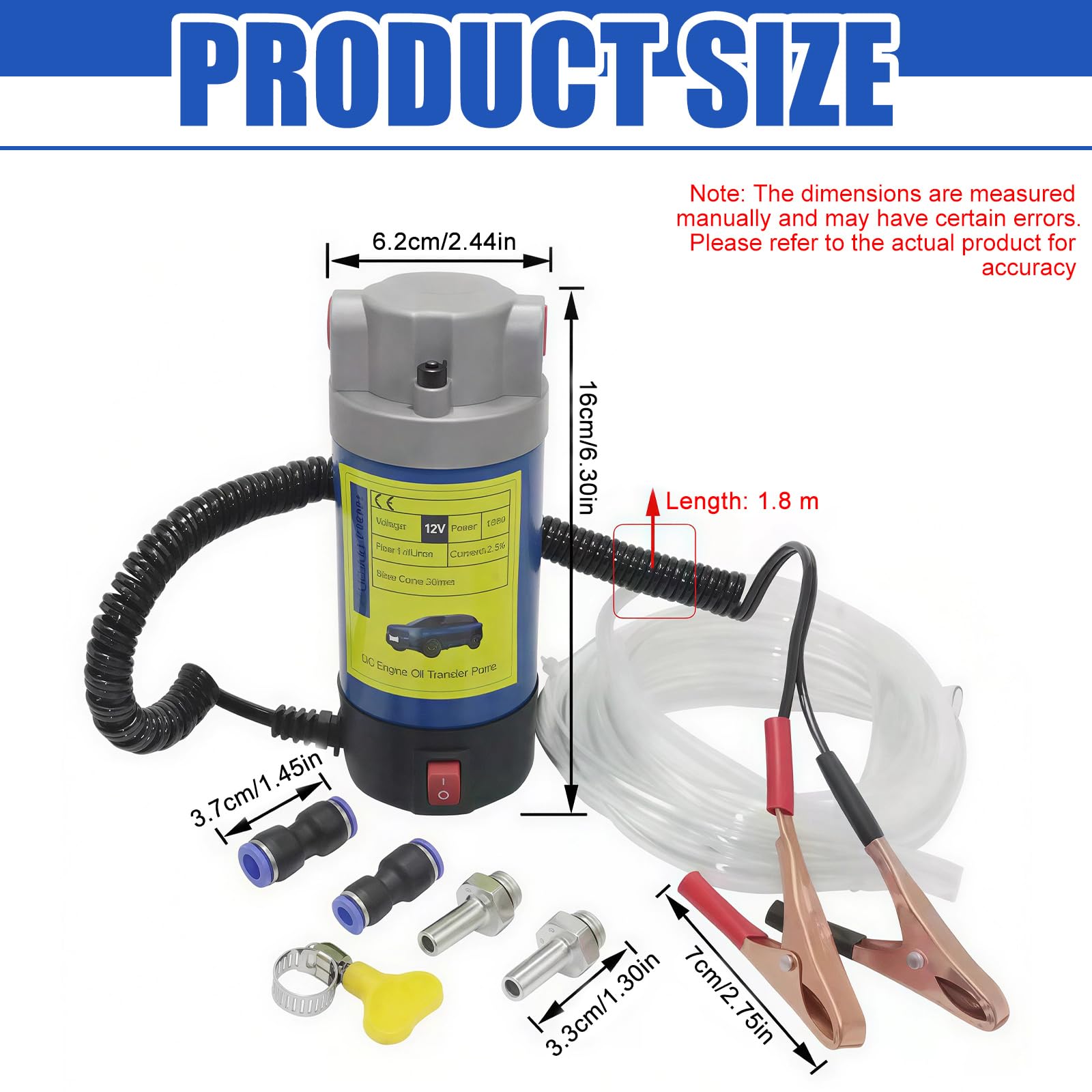 Pompe D'extraction D'huile 12 V 100 W, Pompe de Vidange D'huile, Compatible avec les Pompes à Carburant, Pompe électrique Portable Auto-amorçante pour Moteurs Diesel de Voitures Motos Bateaux Camions