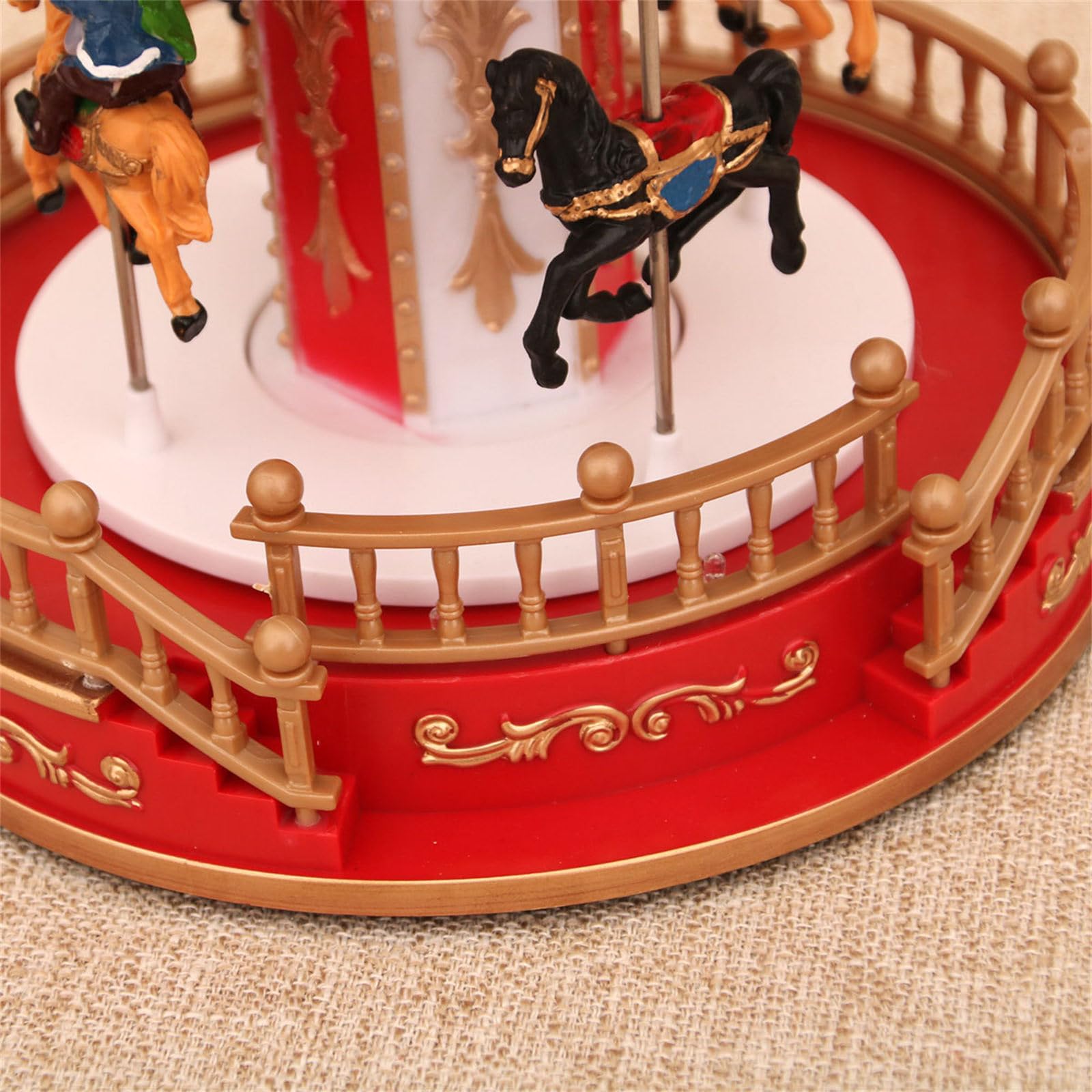 Decoración musical giratoria navideña Carruseles navideños iluminados por LED Adorno con opción de alimentación por batería USB Regalo para niños Carruseles navideños Caja de música con luz LED