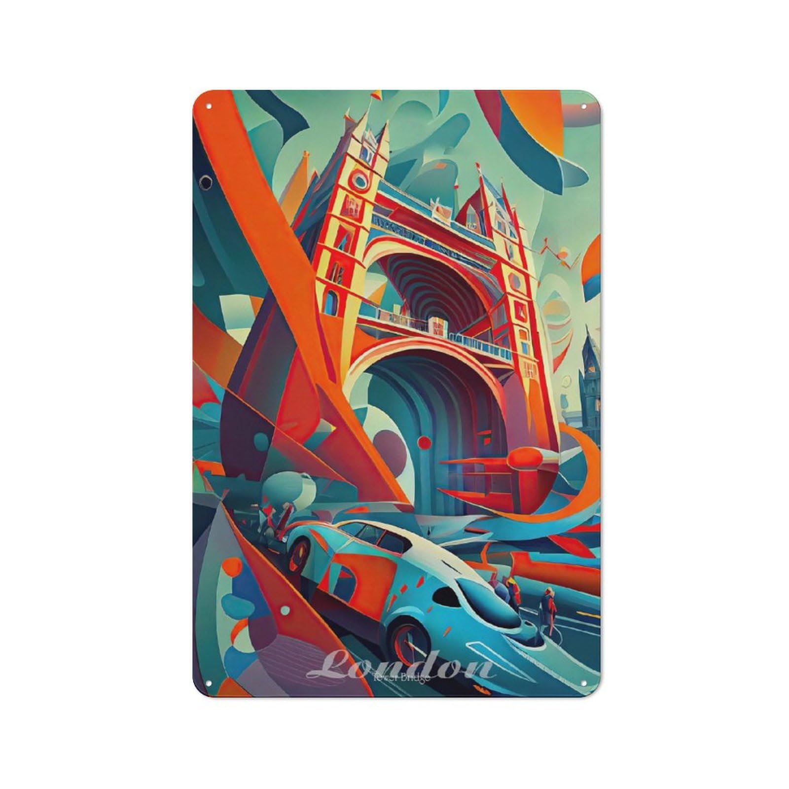 Junmoney London Tower Bridge 3 Tin Wall Plaque 30X20cm With For Hobby Room Or Studio, For Metal Sign Collectors, For Kitchen And Home Bar Decor