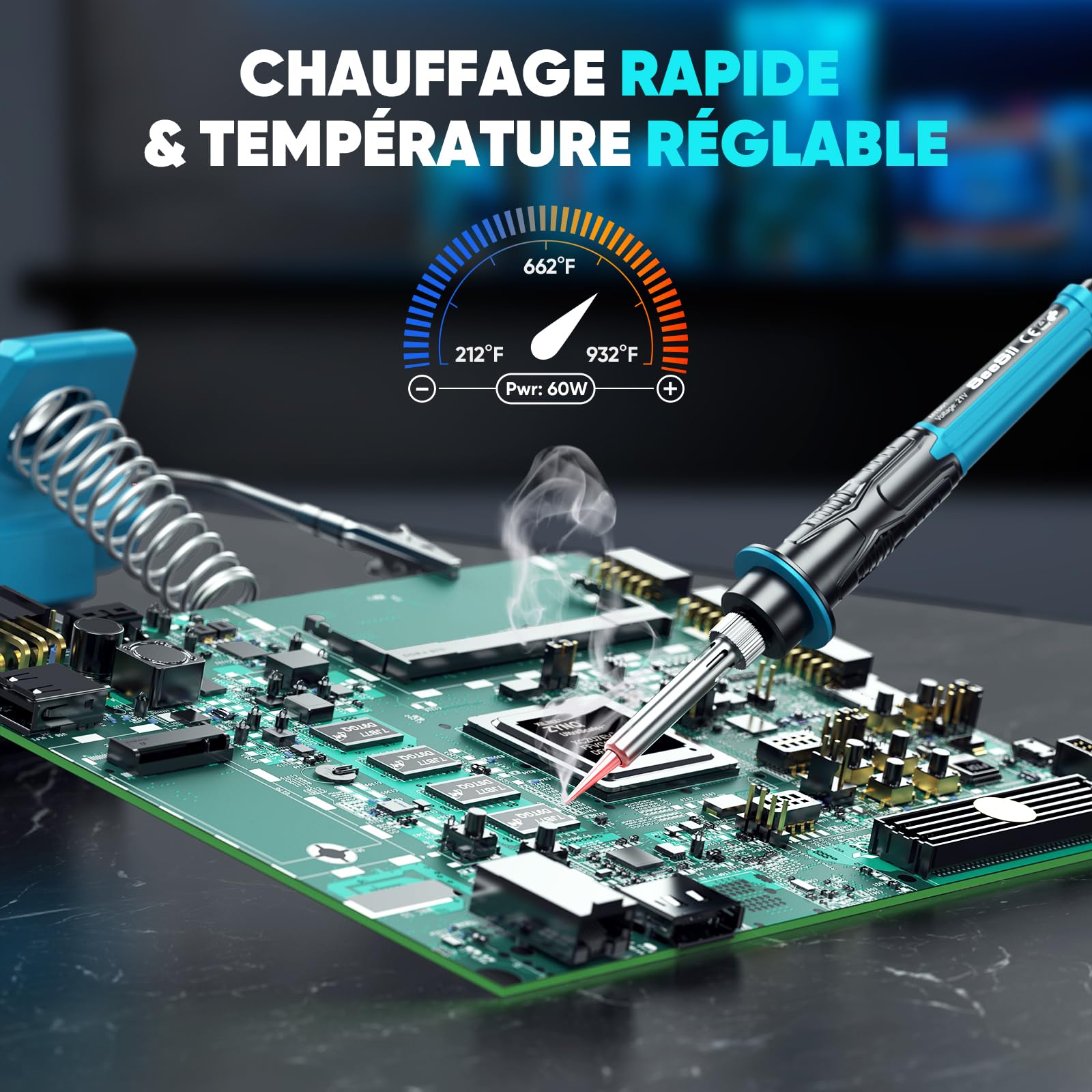 Station De Soudure Sans Fil Seesii - Kit Pro Avec Batterie 2,0Ah - 60W - LCD - 100-500°C - Compatible Makita
