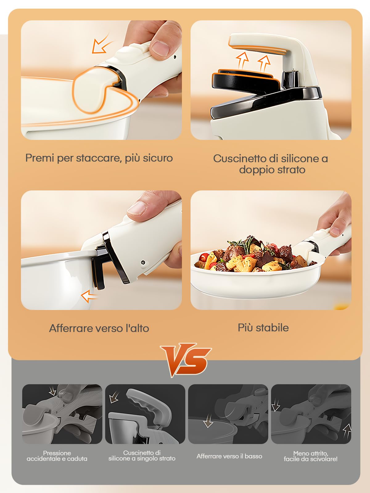 Set Di Pentole 17 Pezzi Con Manici Rimovibili, Padelle Ceramica Non Tossiche, Pentole Antiaderente, Impilabile Per Tutti I Piani Cottura, Adatto Al Forno, Impilabile E Lavabile In Lavastoviglie