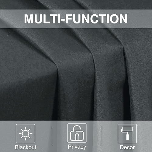 Miniatura 6 de Home Queen Cenefa de cortina opaca para ventana de sala de estar, cenefa recta con ojales, juego de 2, 37 pulgadas de ancho x 18 pulgadas de largo,