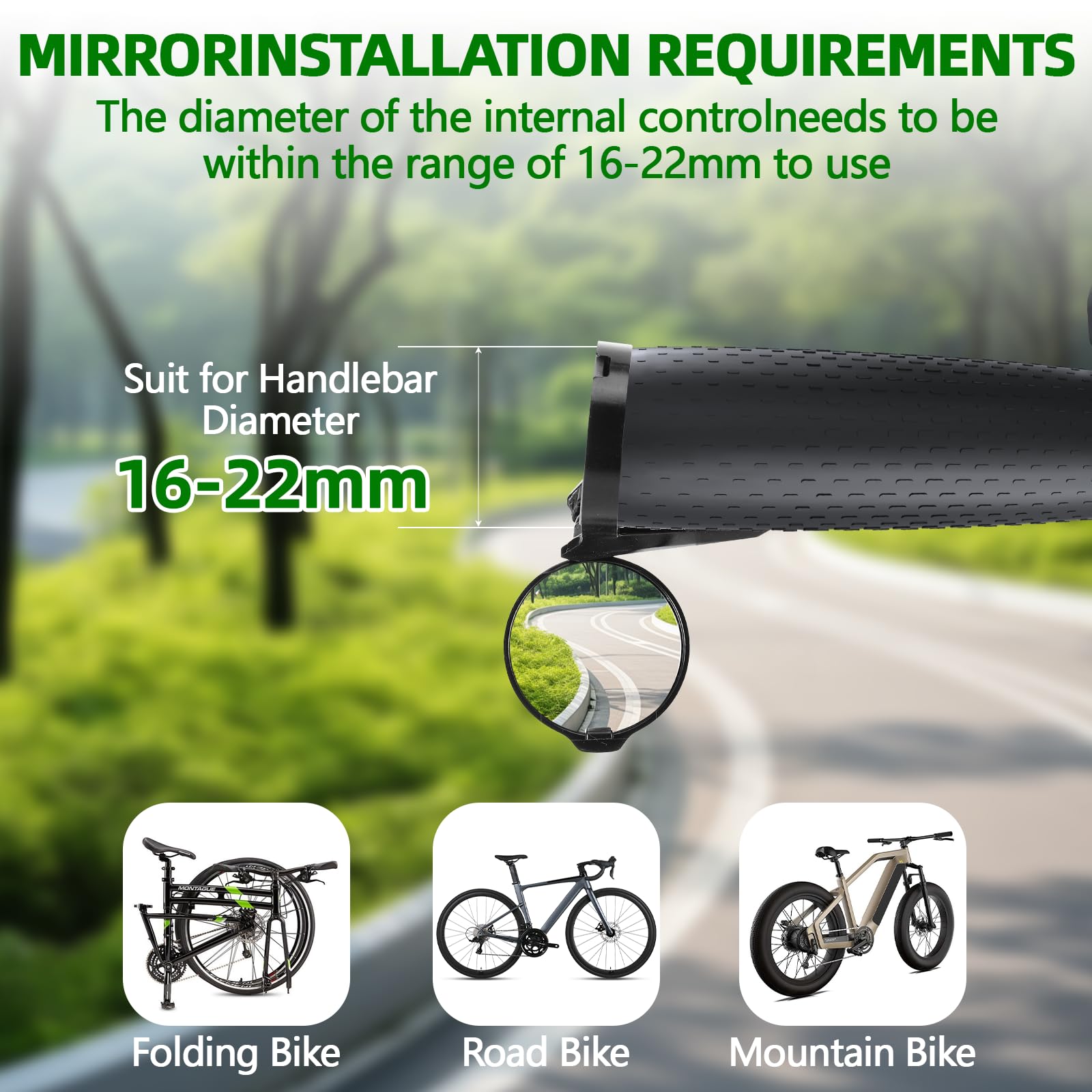 Specchietto bici, 2 Pezzi Specchietto Retrovisore Bicicletta, HD 360 ° Regolabile Specchietti Bici, Mini Specchietto bicicletta, Bici da Corsa, per Manubri 16-22 mm, per bicicletta, mountain bike