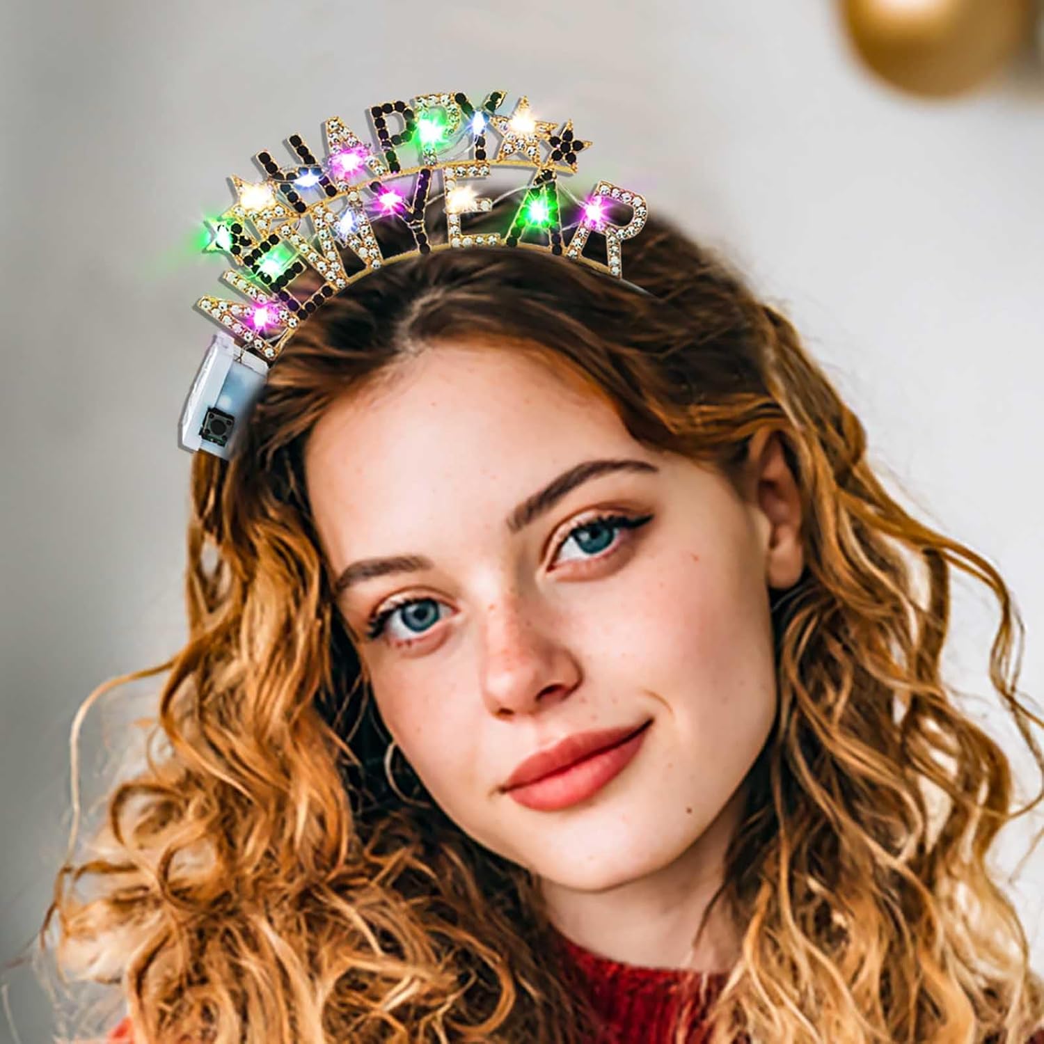 Olbye Light up Happy New Year Headbands Glowing Rhinestone New Year's Eve Headband Star Glitter Led Hairbands Flashing Headpiece Holiday Hair Accessories for Women - Image 6