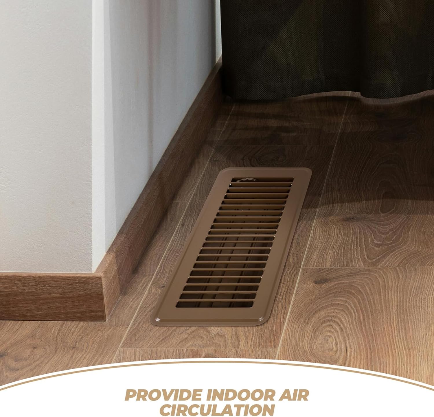 Kisangel 2pcs 4 X 10 Inch Floor Register Vent Covers Brown Metal Grilles for Home HVAC Air Ventilation and Heater Vent Deflector Compatible