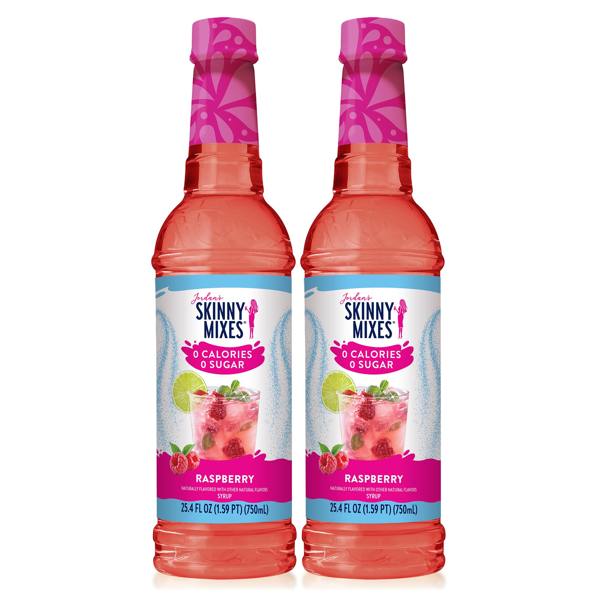 Jordan's Skinny Mixes Sugar Free Syrup, Raspberry Flavor, Fruit Flavored Water Enhancer, Drink Mix for Ice Tea, Lemonade & More, Zero Calorie Flavoring, Keto Friendly, 25.4 Fl Oz, 2 Pack