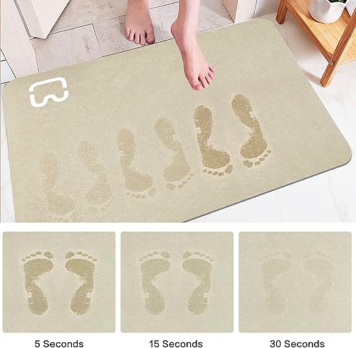 Miniatura 4 de Tapete de baño de diatomeas simple y delgado, suave y cómodo, de secado rápido y antideslizante, de alta absorción de agua, lavable a máquina (15.7