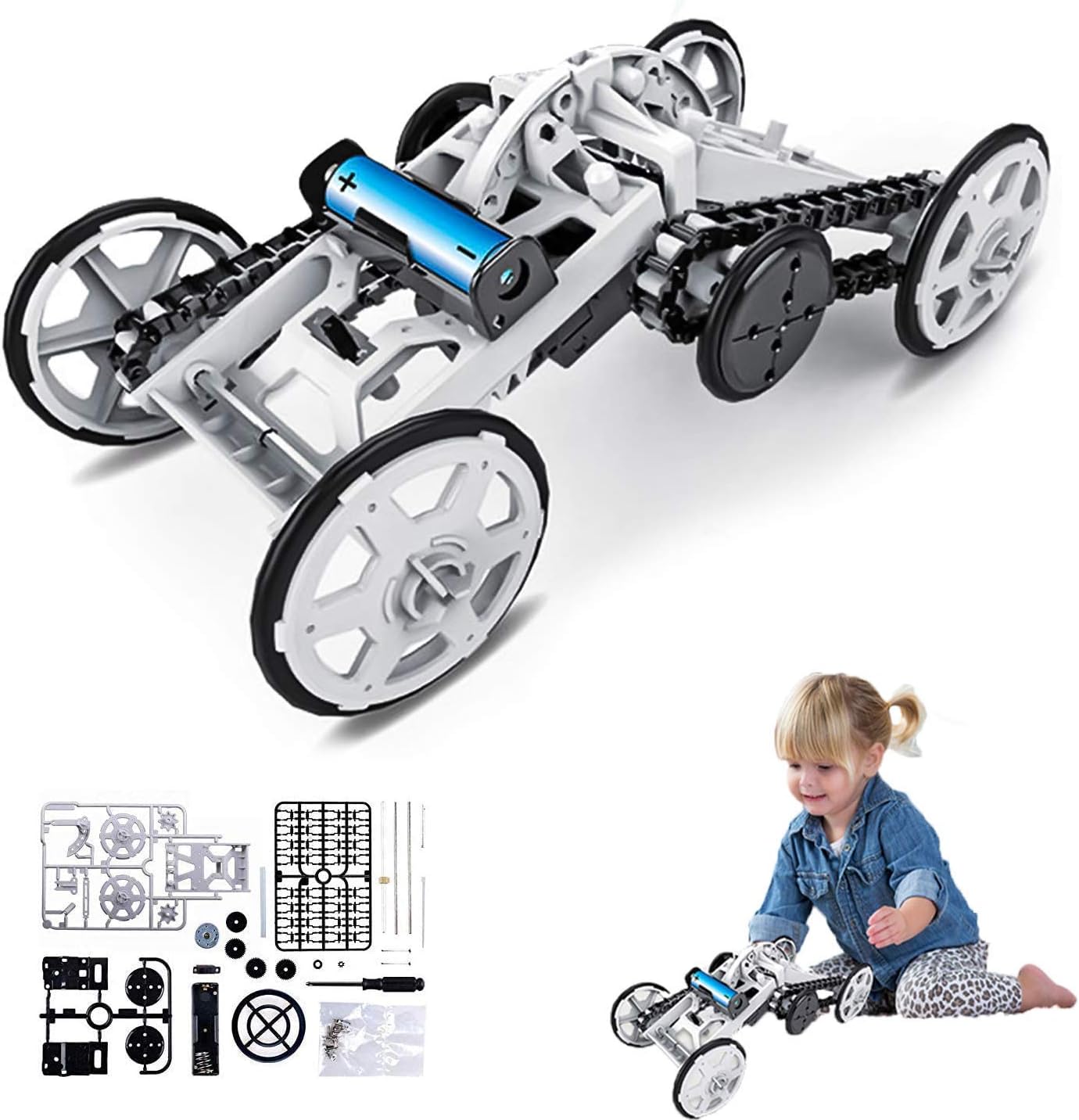 WomToy 4WD Car Toy Assembly Kit, FourWheel Drive DIY Climbing Vehicle