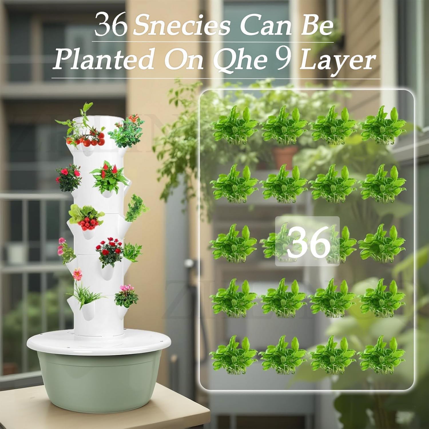 Sistema idroponico da giardino interno, torre aeroponica automatizzata con luci a LED, 5 strati, 20 vasi, kit per giardinaggio idroelettrico per erbe e verdure
