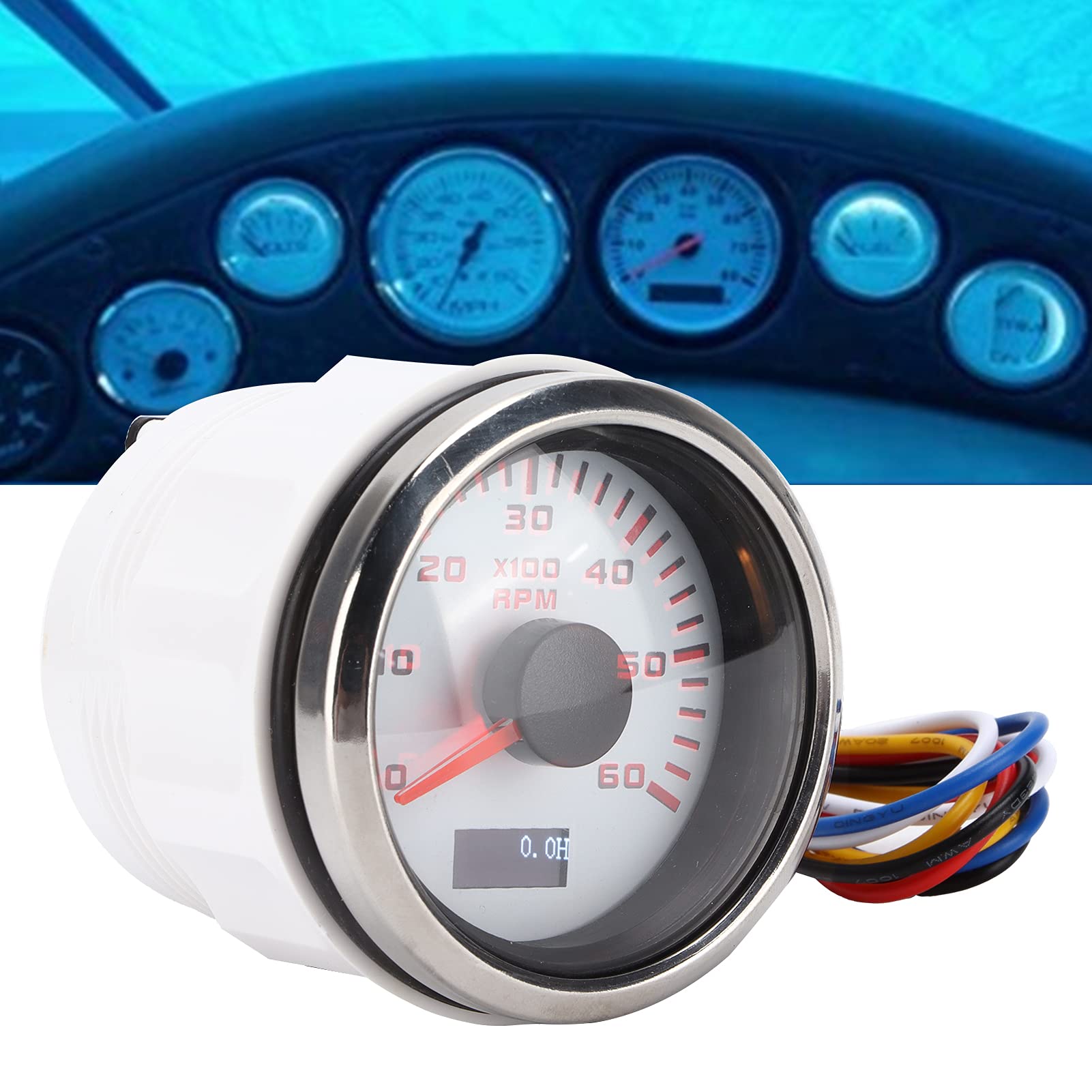 Amazon.co.jp: タコメーター 52mm ポインター タコメーター 6K RPM