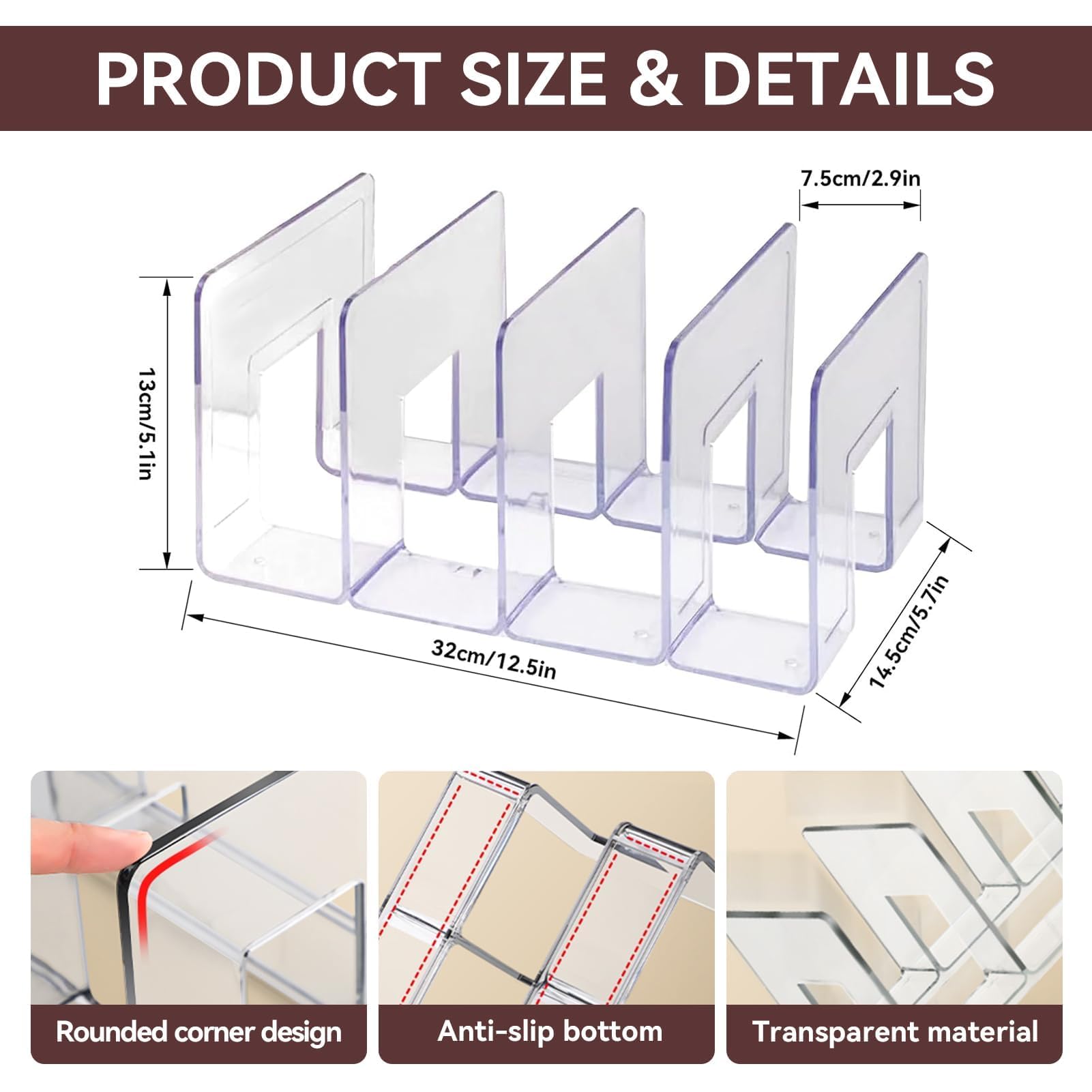 Organizador De Bolsos Con 4 Compartimentos, Soporte De Acrílico Transparente Para Bolsos, Organizador De Bolsos, Organizador De Bolsas, Soporte Para Bolsos De Mano Bolsos Tote Libros 14 X 9 Pulgadas