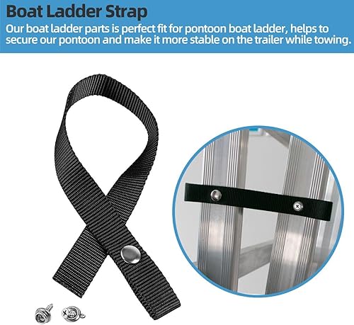 Miniatura 3 de Correa de escalera para pontón, accesorios de lancha pontón con broche de acero inoxidable y perno de tornillo, extra resistente, 4500 libras,