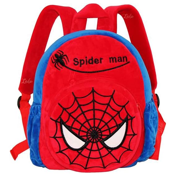 Spiderman Cartoon School Bag for Kids Soft Plush Backpack for Small Kids and Nursery Bag Kids Gift Plush Bag (Red, 10 L) (Age 2 to 6 Years)