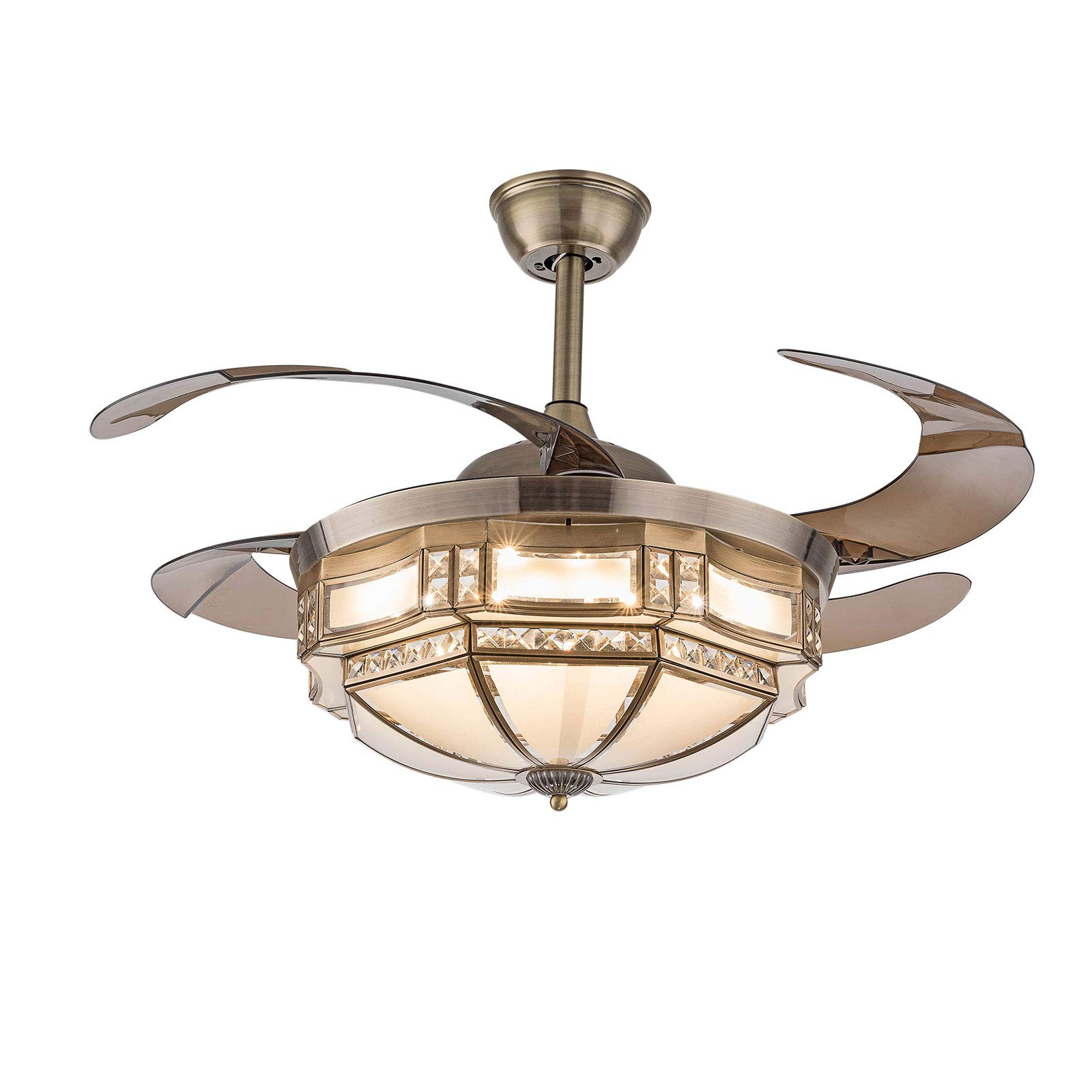 TFCFL 42 Inch Vintage Ceiling Fan Light, Tiffany Style Dimmable