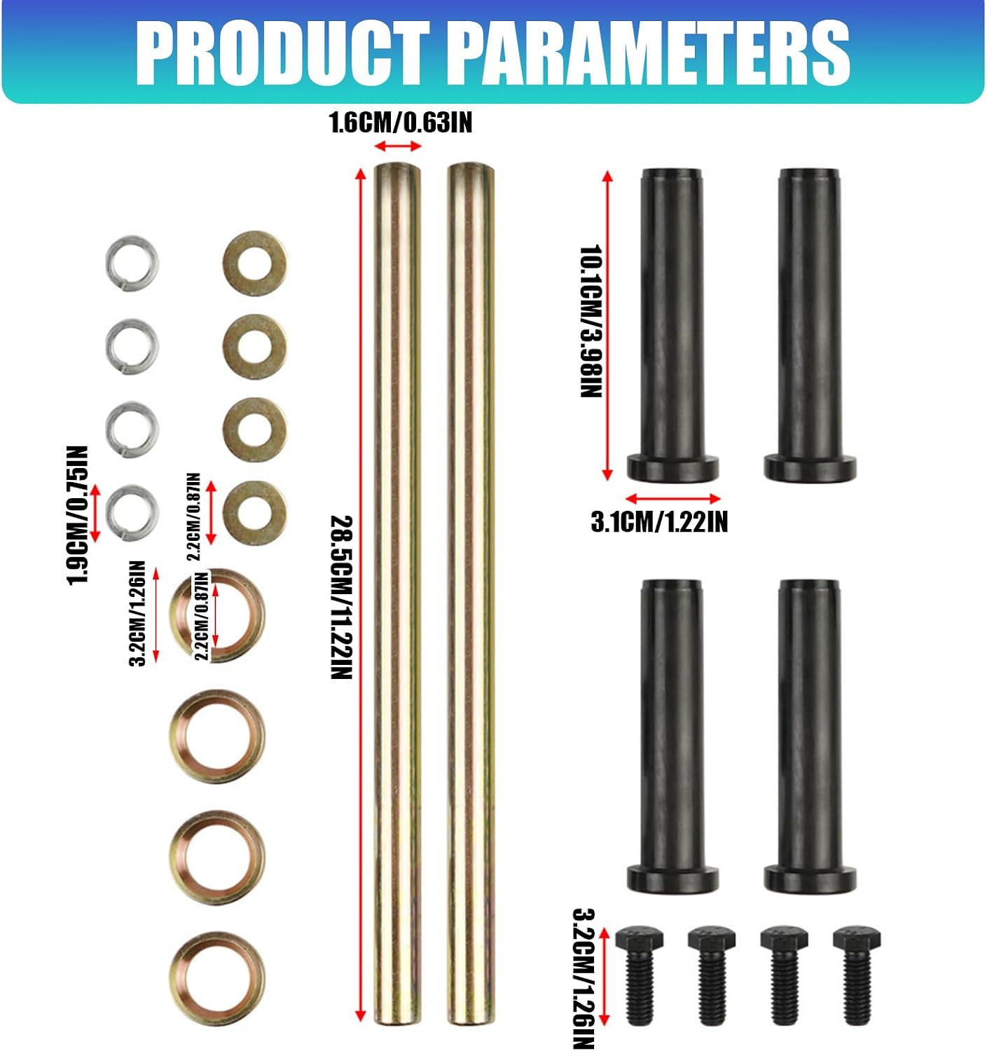 Replacement Accessory for 400 500 570 600 700 Front Lower A-ARM Bushing Shaft Set 7501093 5020681 Bushing Shaft Front Lower a Arm Rebuild Set