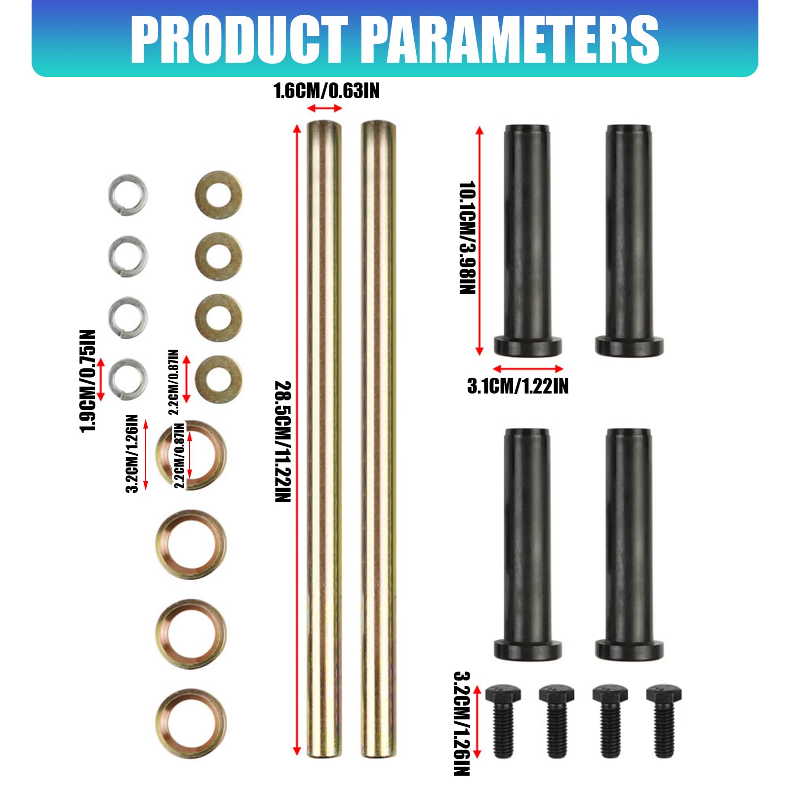 Boccola Albero 7501093 5020681 per 400 500 570 600 700 Set boccola Albero Anteriore Inferiore A-Arm Installazione Semplice Set ricostruzione Braccio Anteriore Inferiore