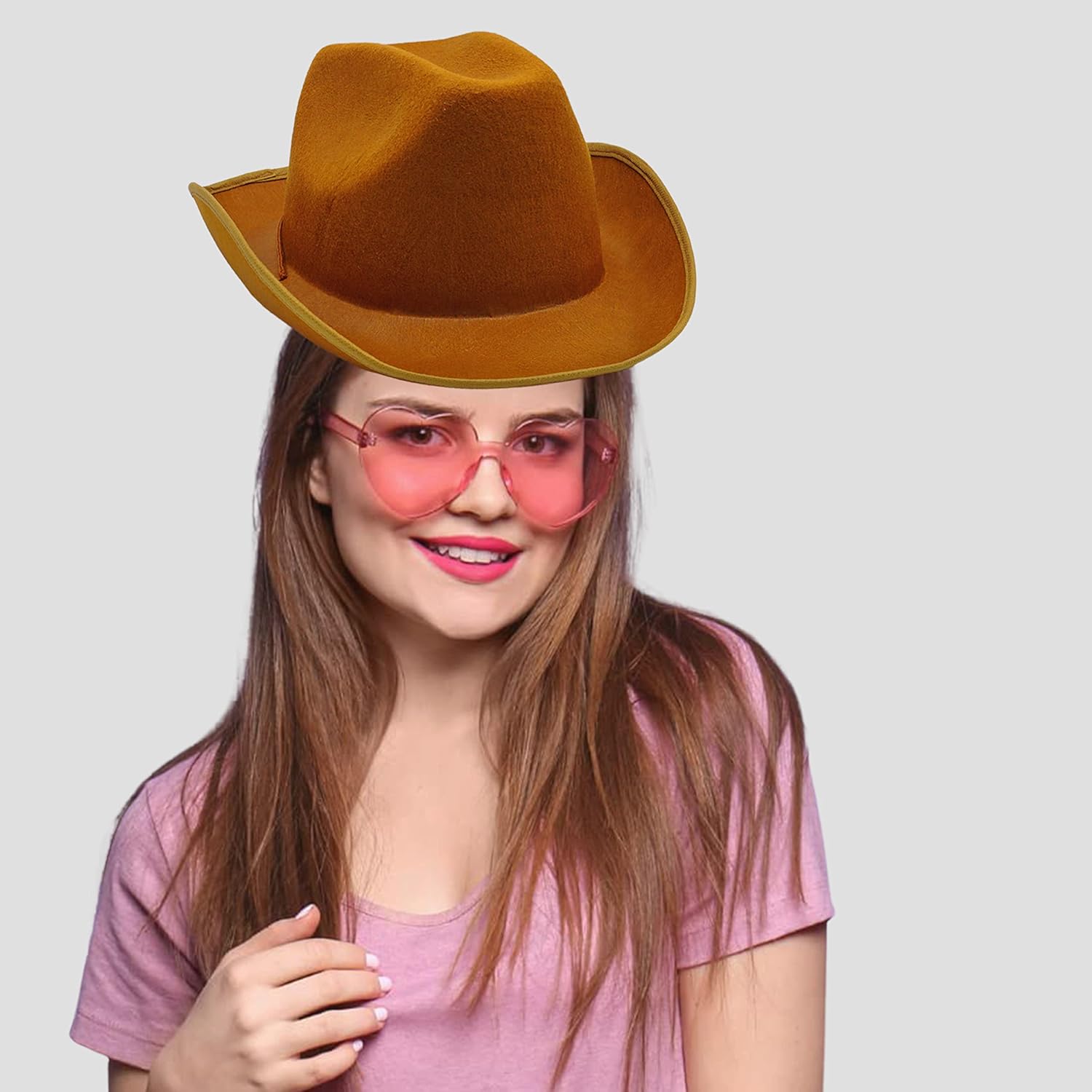 4E's Novelty Cowboy Hat for Women & Men, Felt Cowgirl Hat for Adults, Western Party Dress Up Accessories (Brown) : Clothing, Shoes & Jewelry