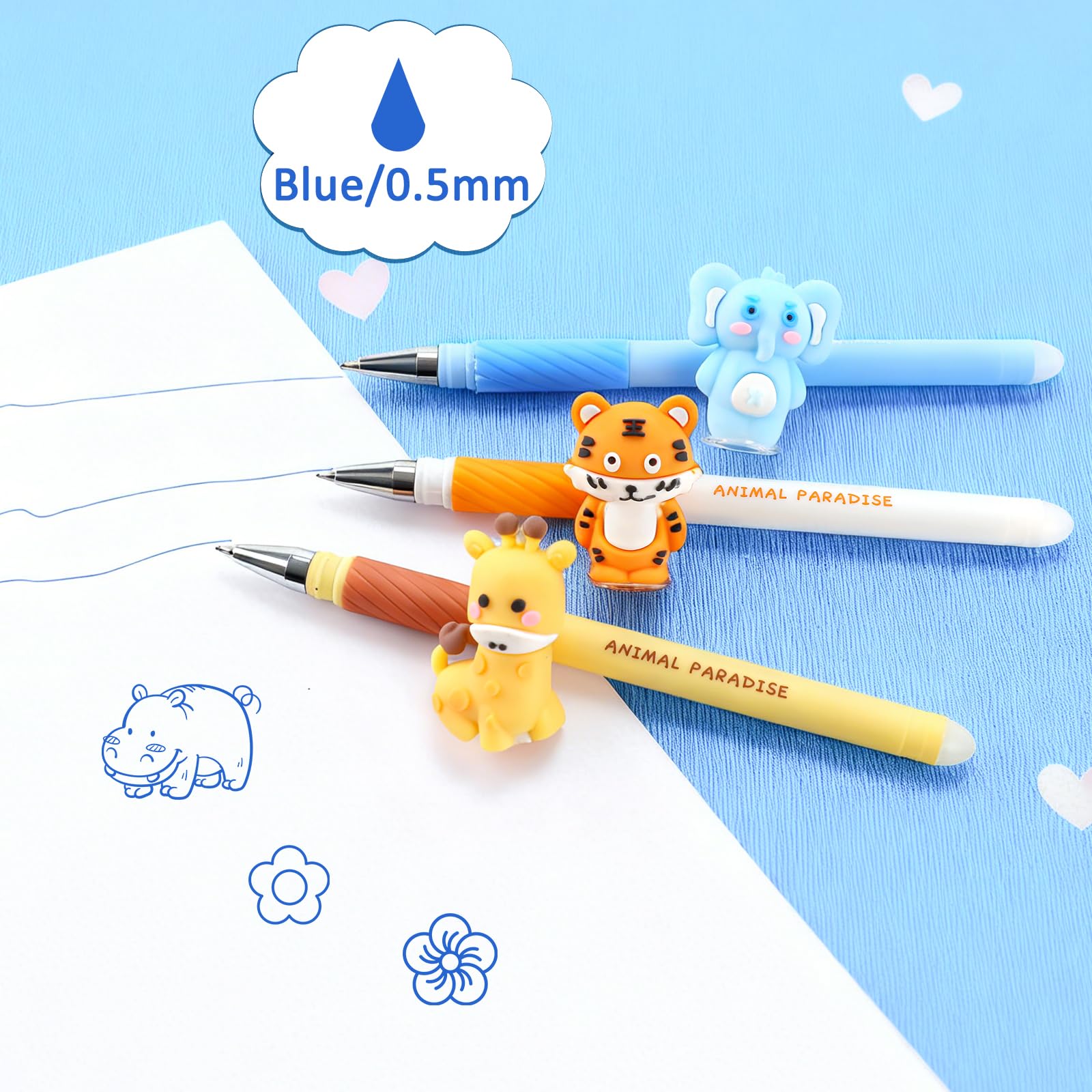 Set di 10 penne gel cancellabili, cancellabili, con motivo animale, riscrivibili, per scuola, ufficio, compleanno, Pasqua, regalo