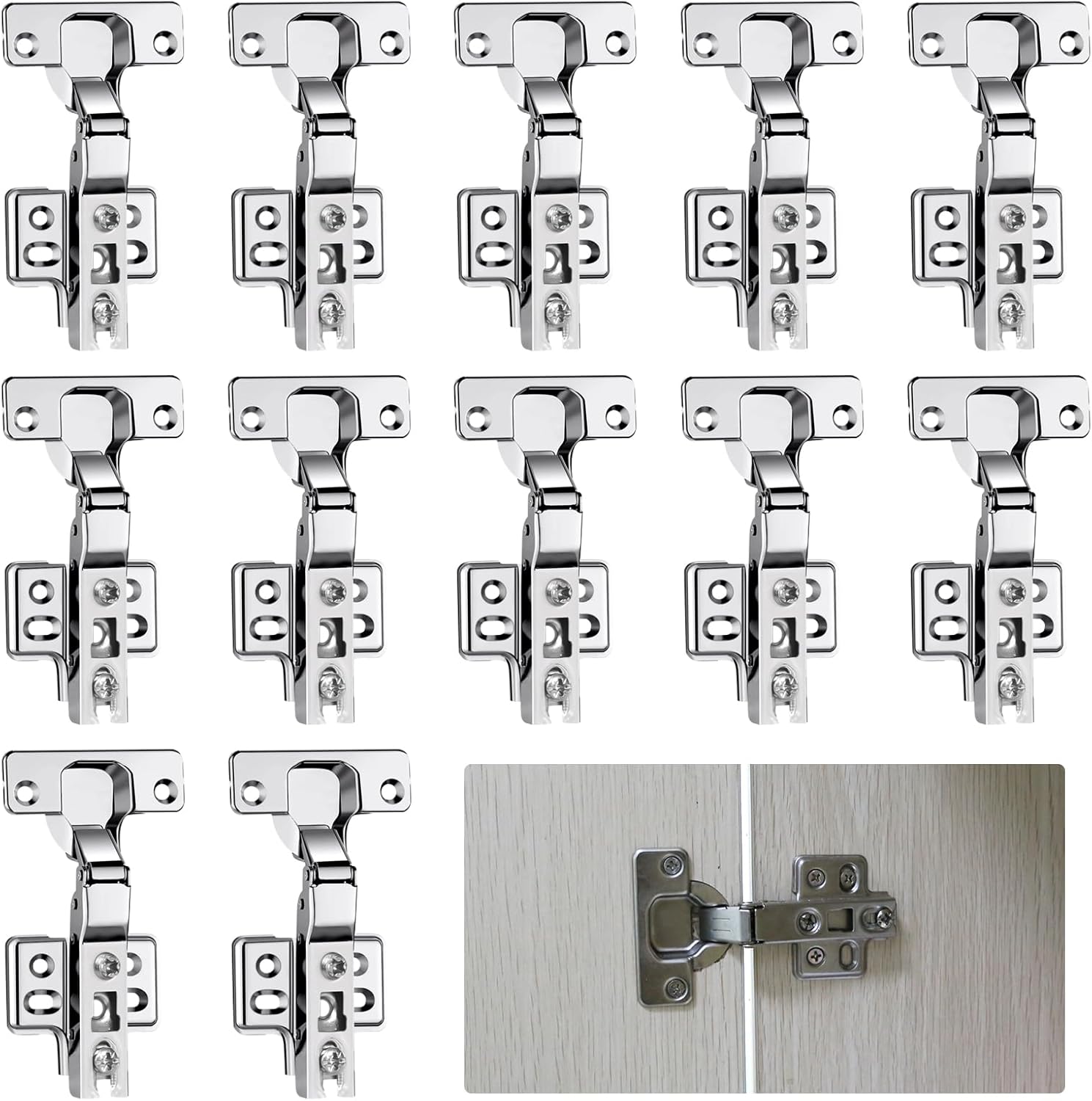 12pcs Kitchen Hinges with Screws, Cupboard Door Hinges Kitchen
