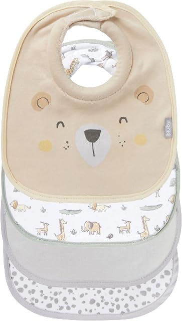 Nuby Snug and Dry Bibs Organic Cotton Machine Washable Padded Neckline (Pack of 4) 048526999460 One Size