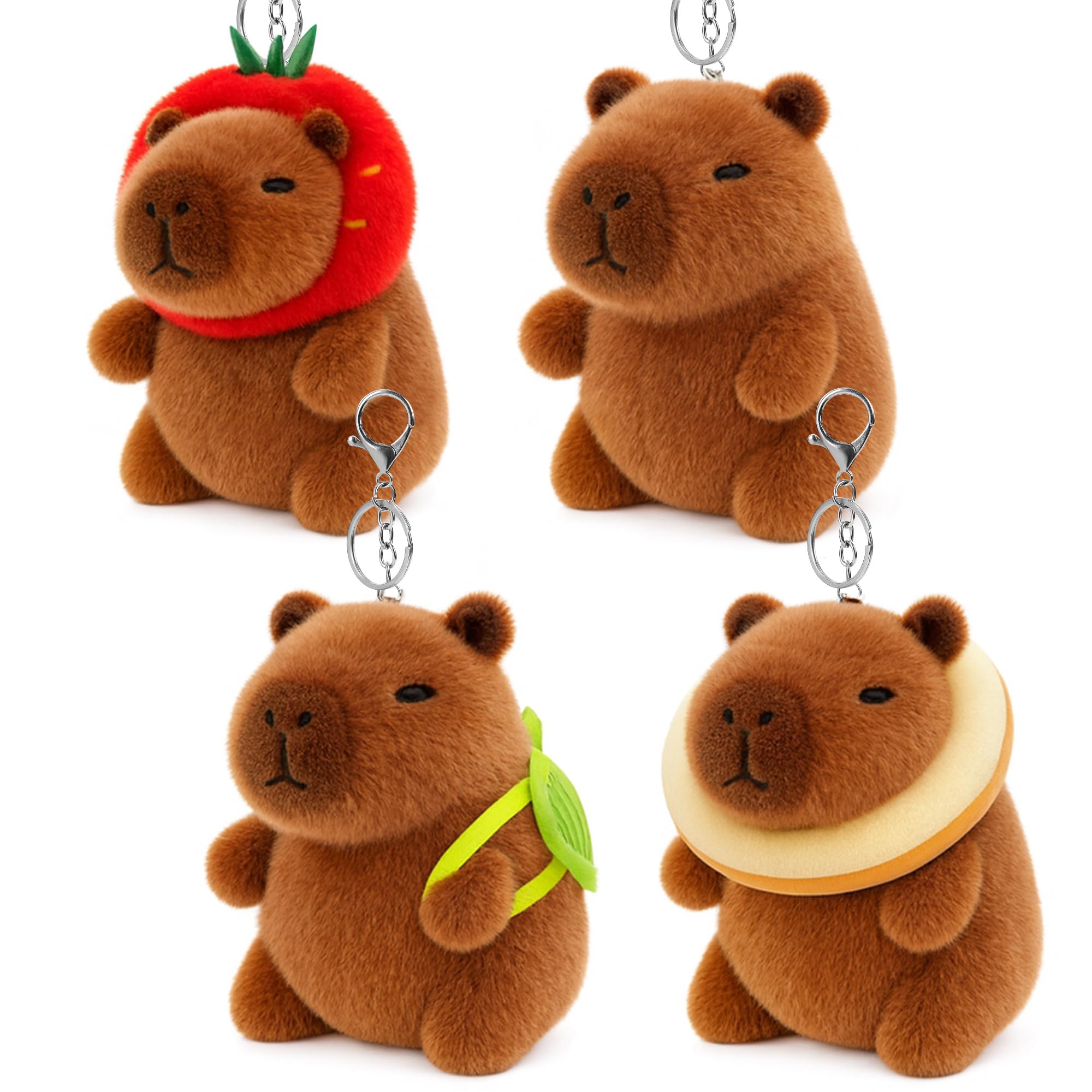 redaica 4 Pack Capybara Plush Keychain, Easter Basket Stuffers for Kids, Cute Capybara Stuffed Animal Keychains for Backpacks, Cute Capibaras Peluches