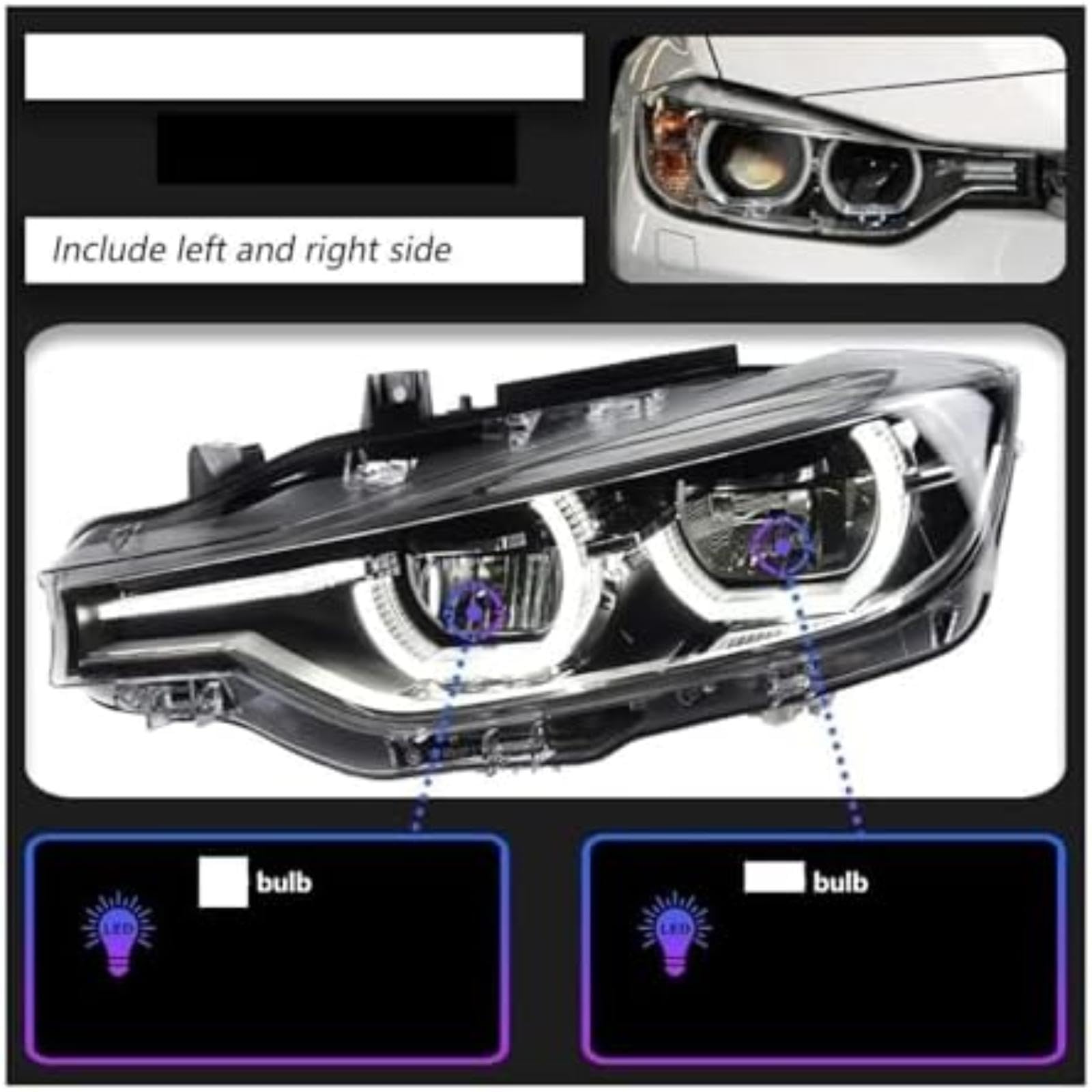 Dla BMW serii 3 F30 320I 2013-2016 reflektory przednie światła Lci Drl do jazdy dziennej modernizacja projektor przednie lampy reflektor włączony kierunkowskaz Lampka (Xenon) (Xenon)