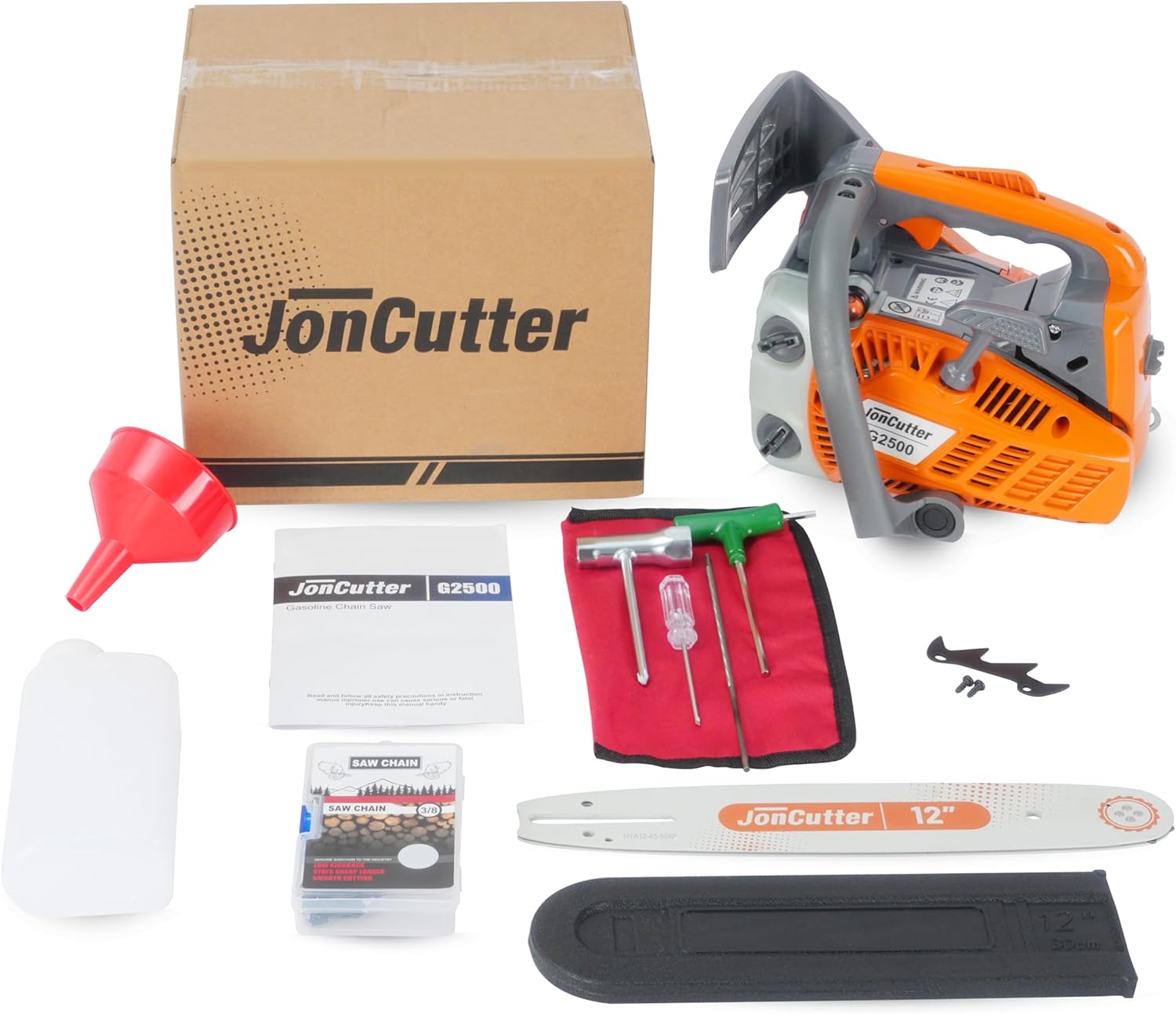Holzfforma 25.4cc JonCutter G2500 Top Handle Arborist Gasoline Chainsaw Power Head With 12inch Saw Chain and Guide Bar Cover